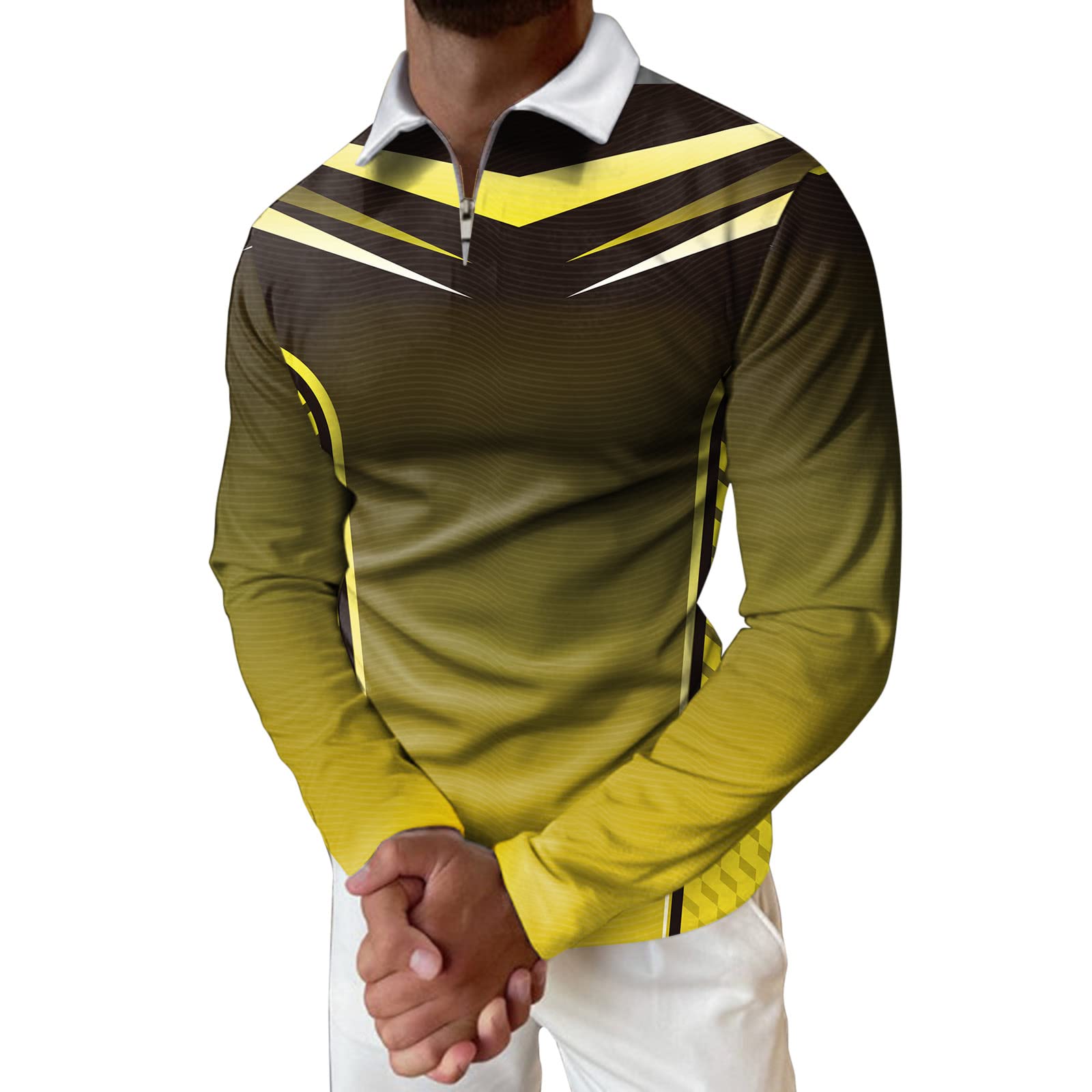 XXZY Men's Golf Polo Shirts - Casual Long Sleeve Button Down Collar Shirt for Autumn & Winter | Perfect for Golf, Office Wear & Outdoor Activities