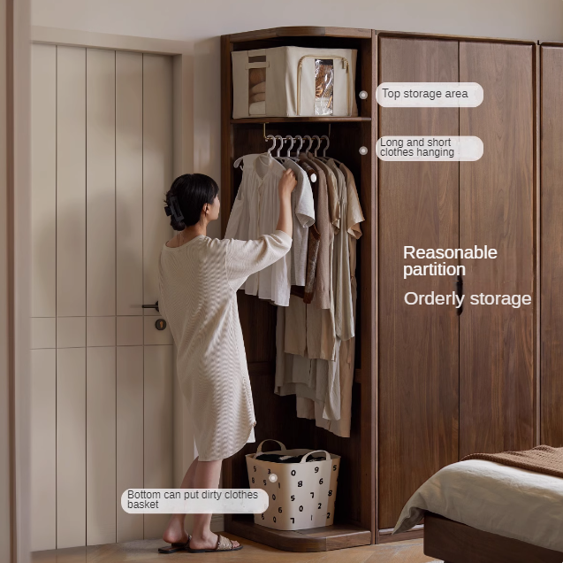 Premium Black Walnut Solid Wood Storage Rack - Space-Saving Floor Corner Hanger for Entryway, Bedroom & Bathroom Organization