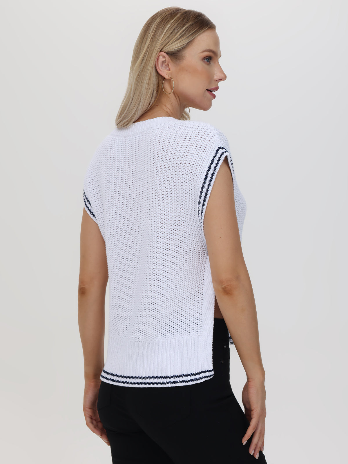 Lizzie Women's Cable Knit Varsity Vest - Stylish & Warm Layering Piece for Fall & Winter Outfits | Casual, Office & Outdoor Wear