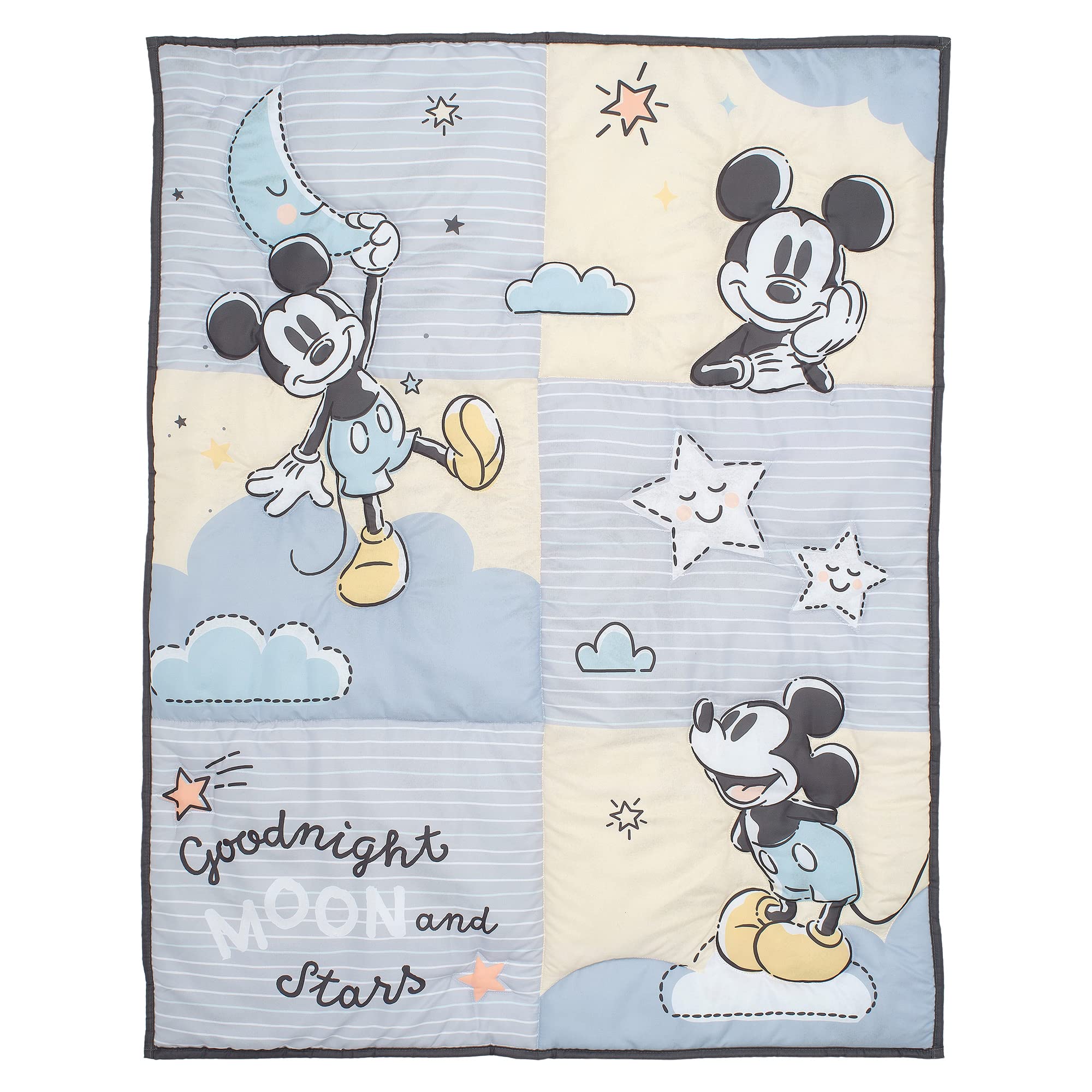 Disney Baby Moonlight Mickey Mouse 3-Piece Crib Bedding Set for Nursery | Soft & Cozy Lambs & Ivy Collection | Perfect for Newborns & Toddlers | Nursery Decor & Baby Shower Gift