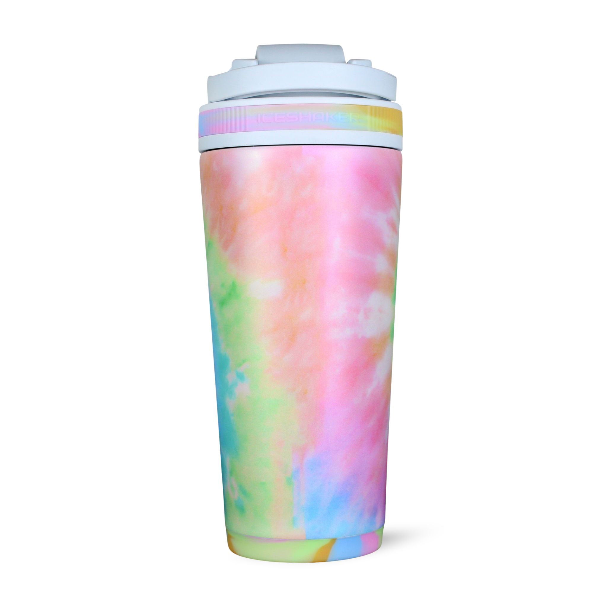 26oz Insulated Shaker Bottle - Cotton Candy Tie Dye Design | Leakproof Protein & Smoothie Mixer for Gym, Workouts & Post-Workout Recovery