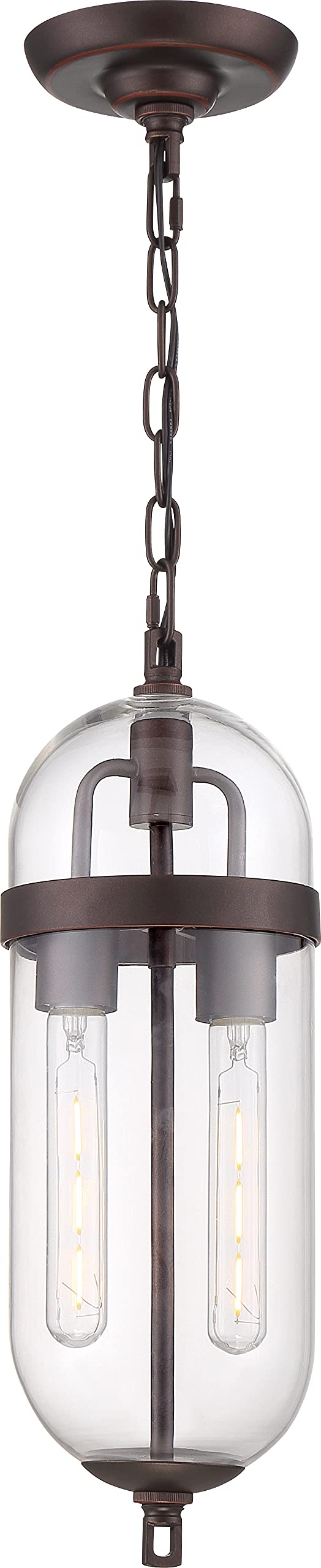 NUVO 60/6922 Fathom 2-Light Pendant Light Fixture in Mahogany Bronze Finish with Clear Glass Shades - Perfect for Dining Room, Kitchen Island or Entryway Lighting