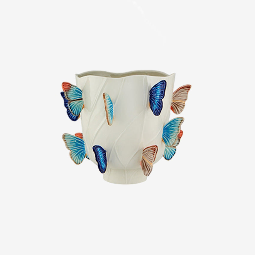 Bordallo Pinheiro Claudia Schiffer Cloudy Butterflies Vase - Handmade Ceramic Home Decor for Living Room, Dining Table & Wedding Centerpieces