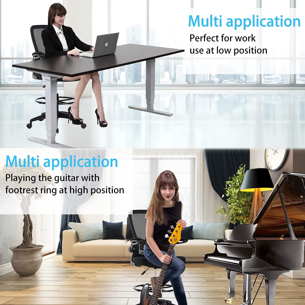 Ergonomic Drafting Chair with Lumbar Support - Adjustable Height Mesh Office Chair with Foot Ring & Swivel Base - Comfortable Computer Desk Chair for Standing Workstations, Home Office & Studio Use