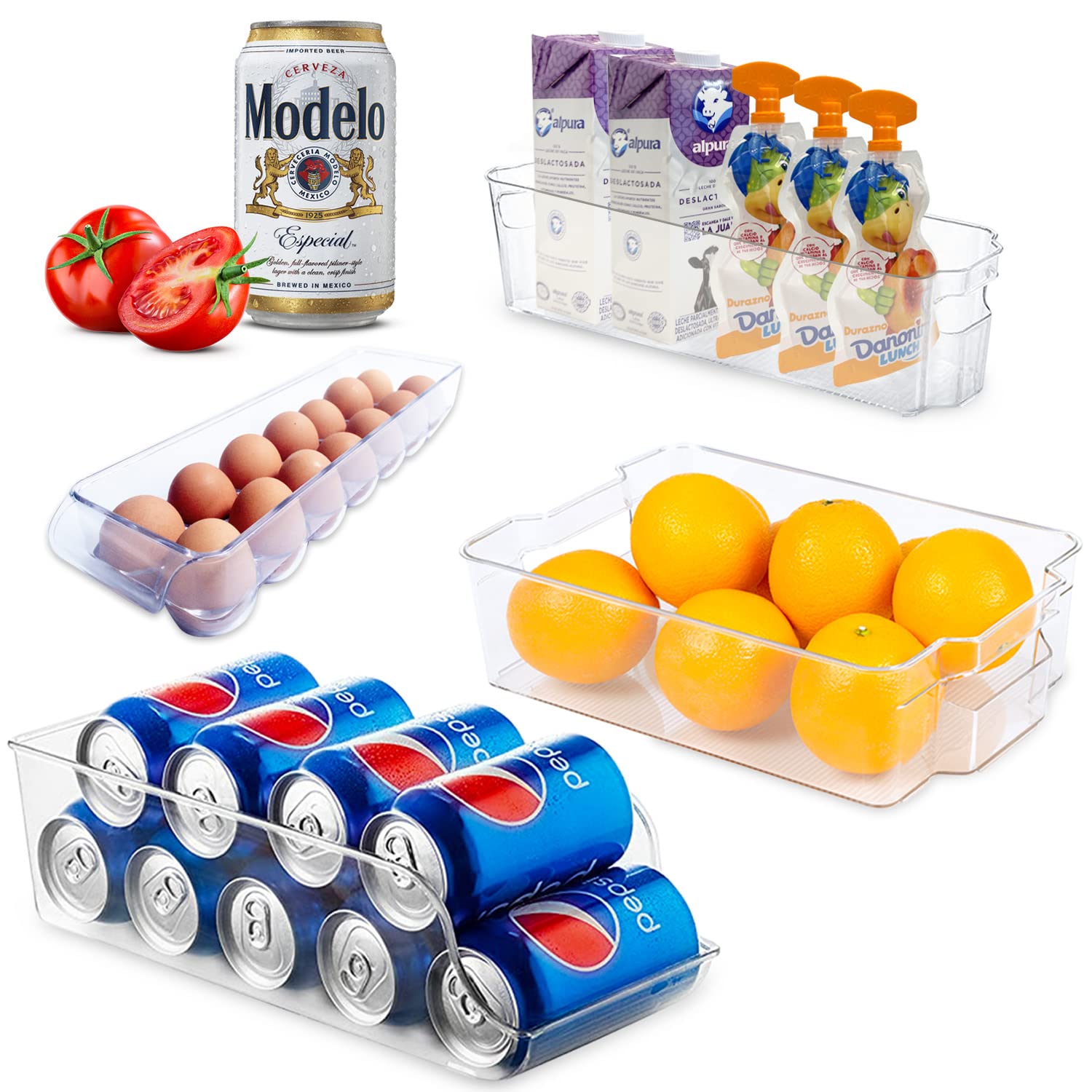 4-Pack Clear Refrigerator Organizer Bins with Handles - Stackable Storage Bins for Fridge, Freezer, Pantry & Cabinet Organization - Perfect for Kitchen, Bathroom & Home Storage Solutions