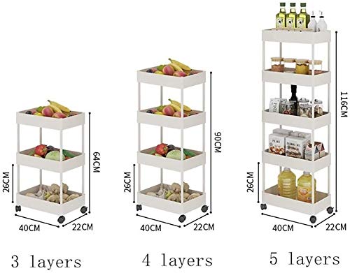 3-Tier White Kitchen Storage Rack for Fruits, Vegetables, Toys & Snacks - Heavy Duty Rolling Cart with Wheels for Pantry, Living Room & Playroom Organization