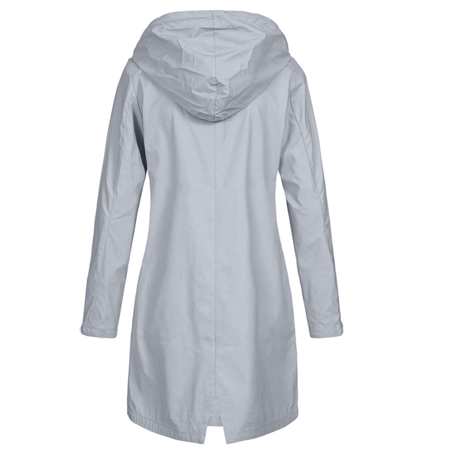 Waterproof Windproof Rain Jacket for Women - Long Hooded Trench Coat with Solid Hood - Outdoor Windbreaker Overcoat for Hiking, Camping & Travel