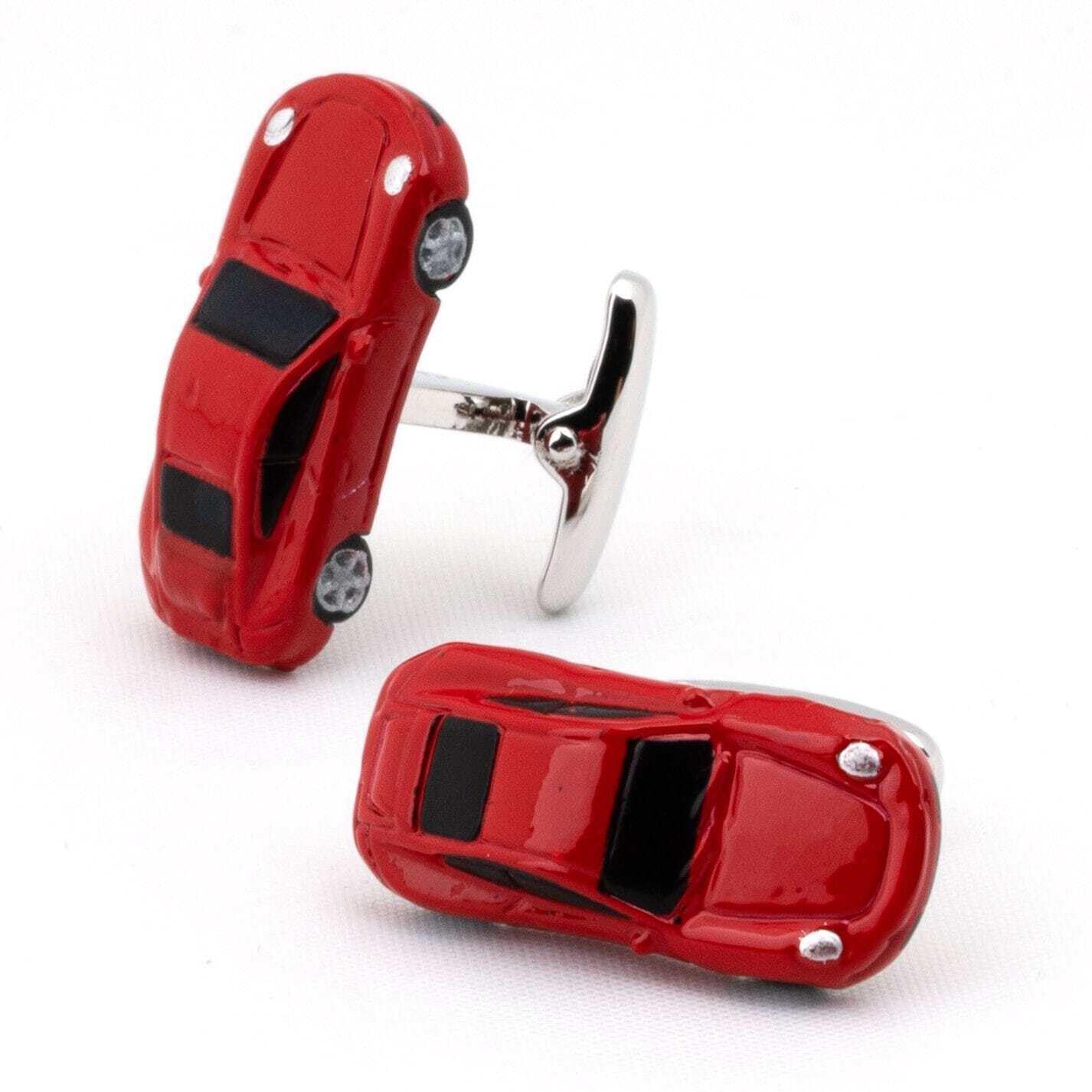 Luxury Red Porsche 911 Car Cufflinks for Men - Elegant Dress Accessories for Weddings, Business Meetings & Formal Events