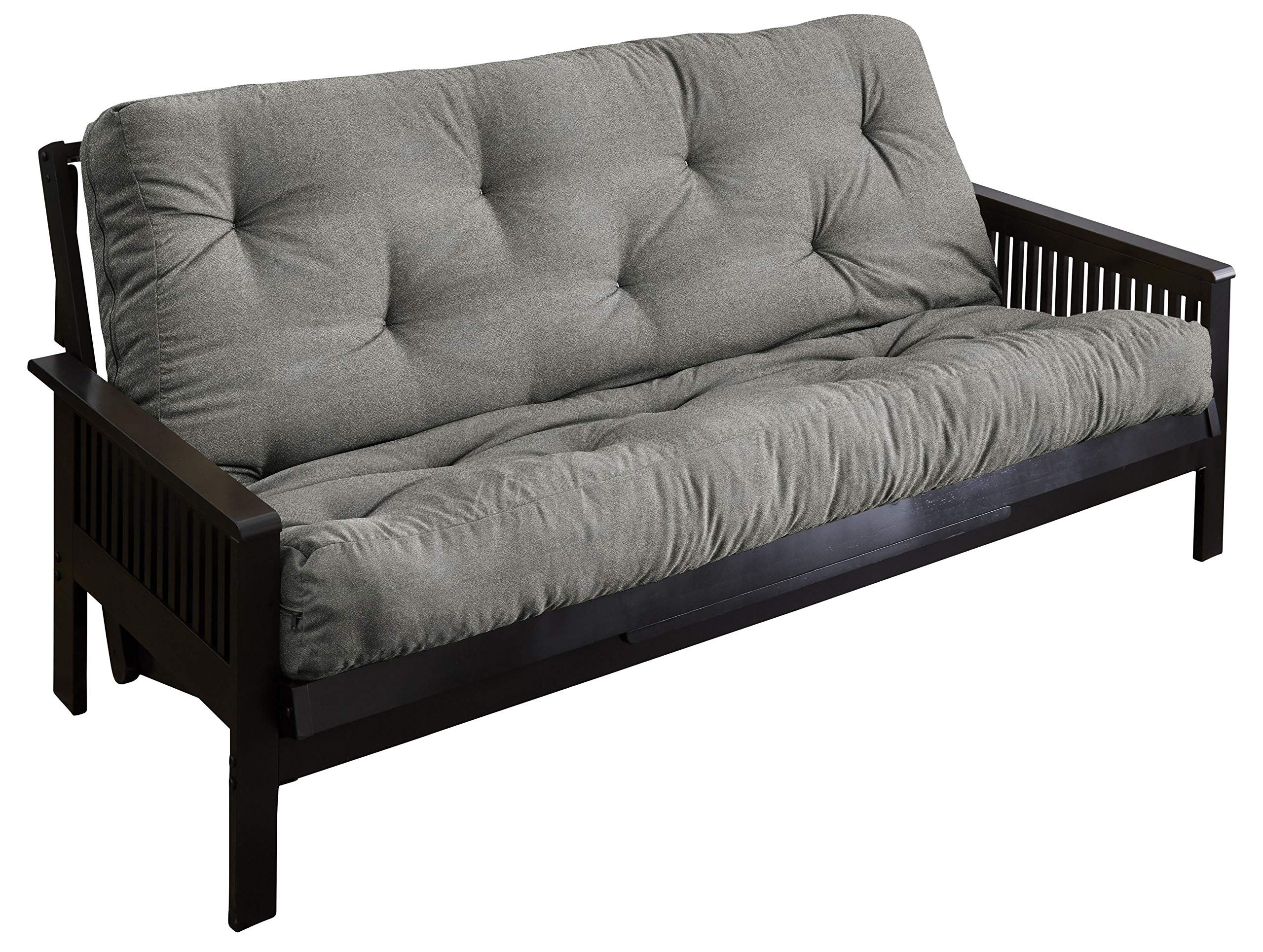 Mozaic Queen Size 8-Inch Thick Futon Mattress in Granite Grey - Perfect for Guest Rooms, Dormitories & Small Space Living