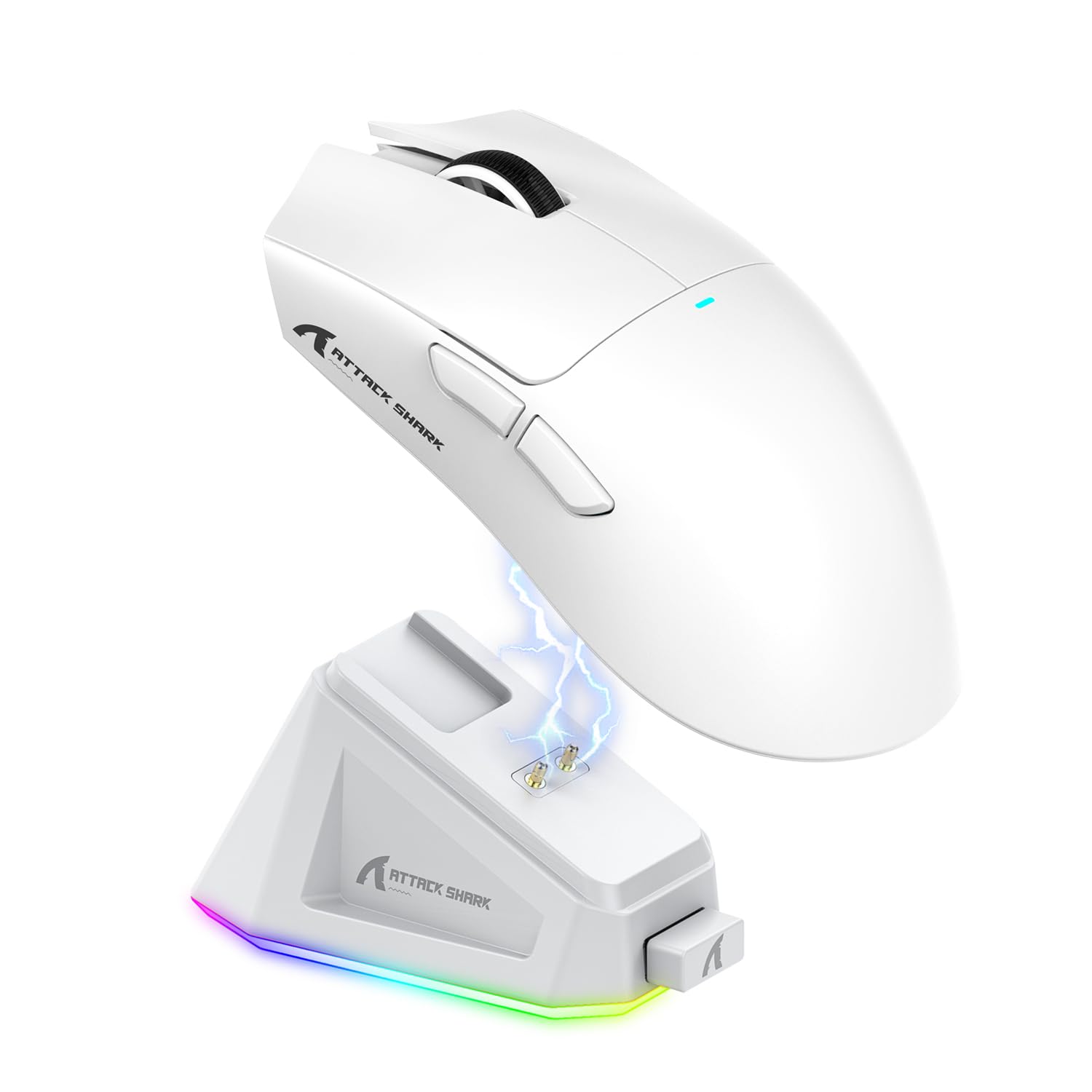 Attack Shark X11 Wireless Gaming Mouse with Magnetic Charging Dock - PAW3311 Sensor, 22000 DPI, BT/2.4G/Wired - Compatible with Windows 11, Xbox, PS5, Mac - White Ergonomic Mouse for PC Gaming, Office Work & Professional Use