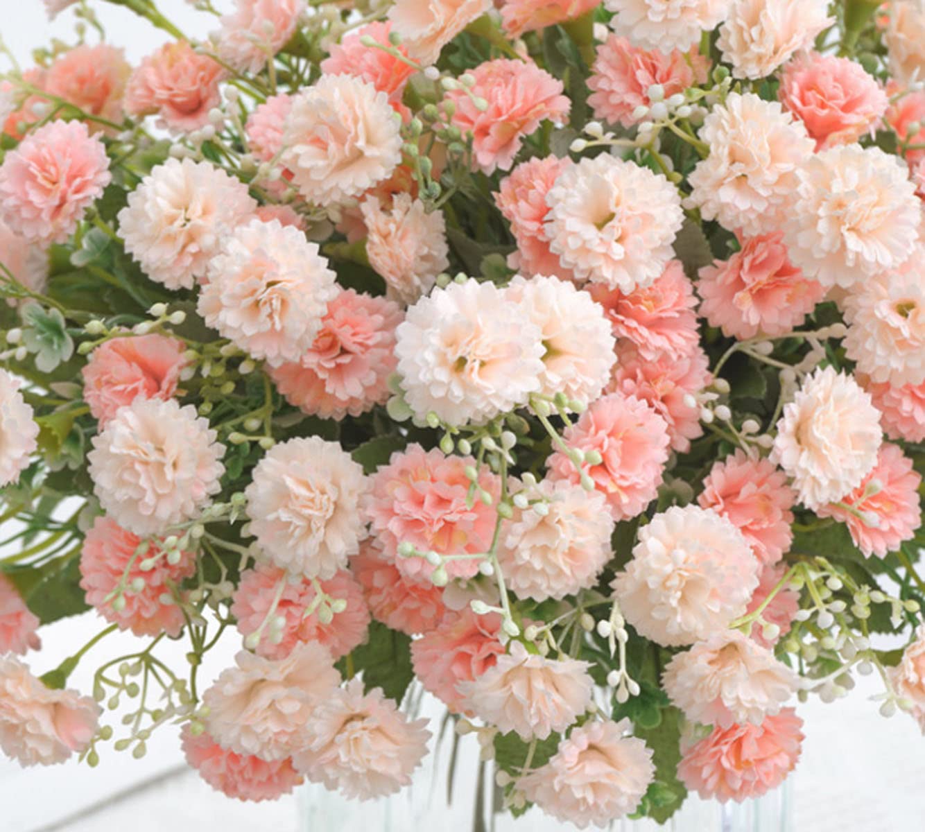 TBUY 2pcs Artificial Silk Carnation Flowers with Stems - Realistic Fake Roses for Wedding Bouquets, Home Decor, and Outdoor Garden Arrangements