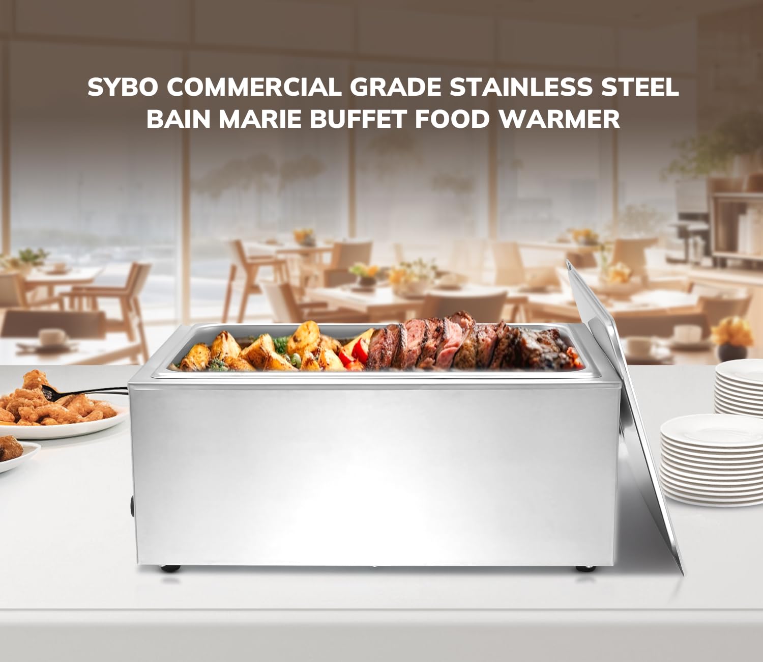 Commercial Grade Stainless Steel Bain Marie Buffet Food Warmer - 1 Section Steam Table for Catering, Restaurants & Buffets | Keep Food Hot for Events, Parties & Food Service