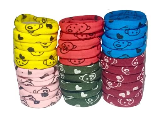 Raddhi Enterprises Hair Printed Rubber Bands for Women & Girls - Dark Multi-Color Pack of 30 - Perfect for School, Work, and Everyday Hairstyles