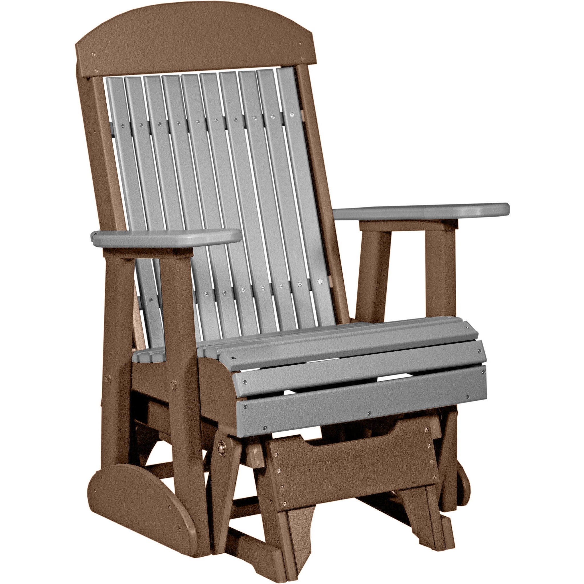 LuxCraft Slate 2ft Classic Highback Recycled Plastic Glider Chair with Cup Holder - Outdoor Patio, Garden, Deck & Poolside Relaxation Furniture