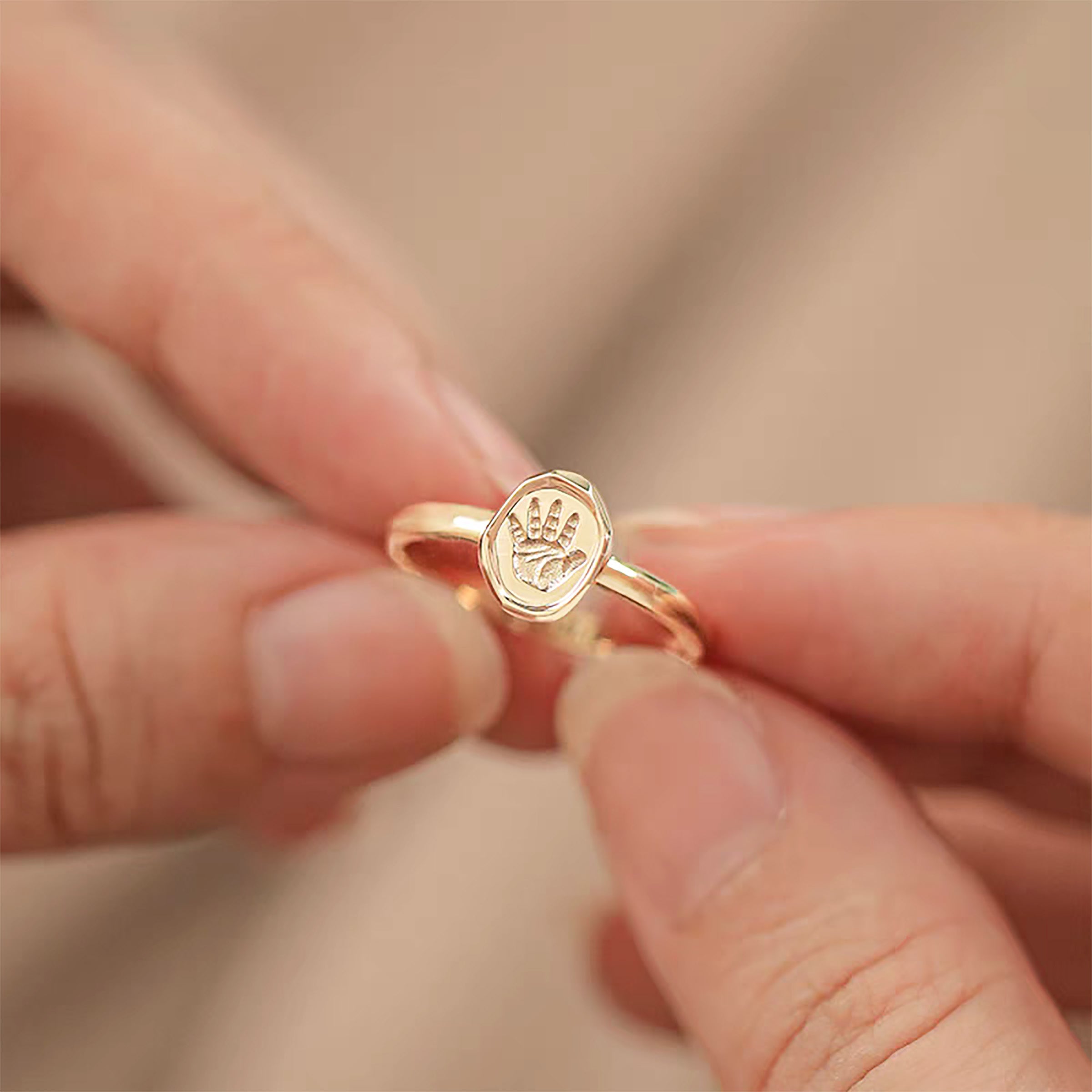 Flora's Embrace Solid Gold Footprint Ring - Elegant Jewelry for Women, Perfect for Mother's Day, Anniversary & Special Occasions
