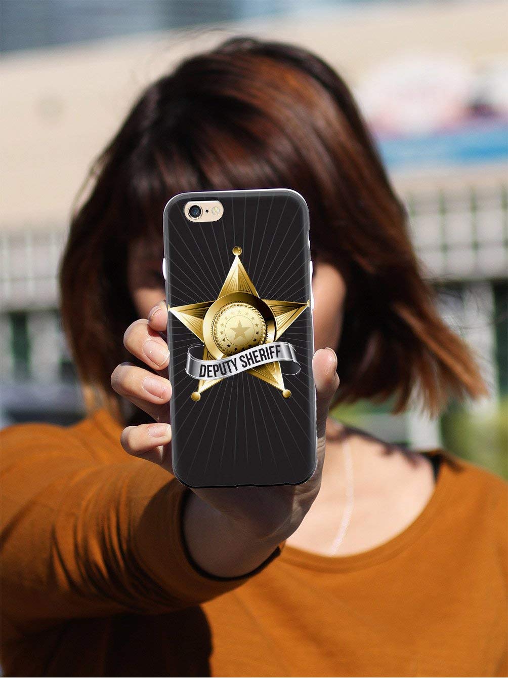 Premium 3D Textured Protective Phone Case for Apple iPhone 8 Plus - Inspired Cases with Deputy Sheriff Badge Design - Shockproof & Anti-Scratch Cover - Perfect for Work, Outdoor Activities & Everyday Use