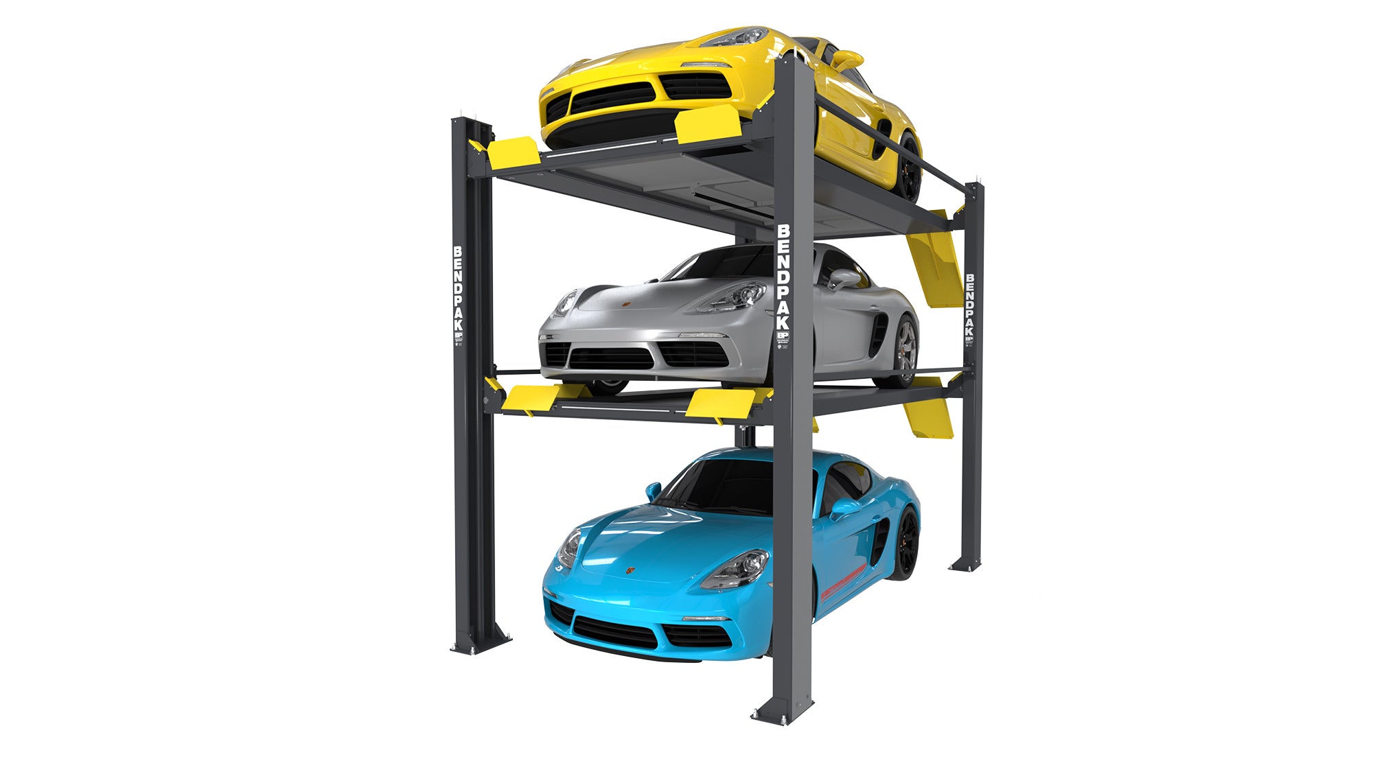 BendPak HD 973P 3-Post Tri-Level Car Lift for Auto Repair Shops & Garages - Heavy Duty Vehicle Parking Lift System for Cars, Trucks & SUVs - Perfect for Professional Mechanics & Home Garage Use