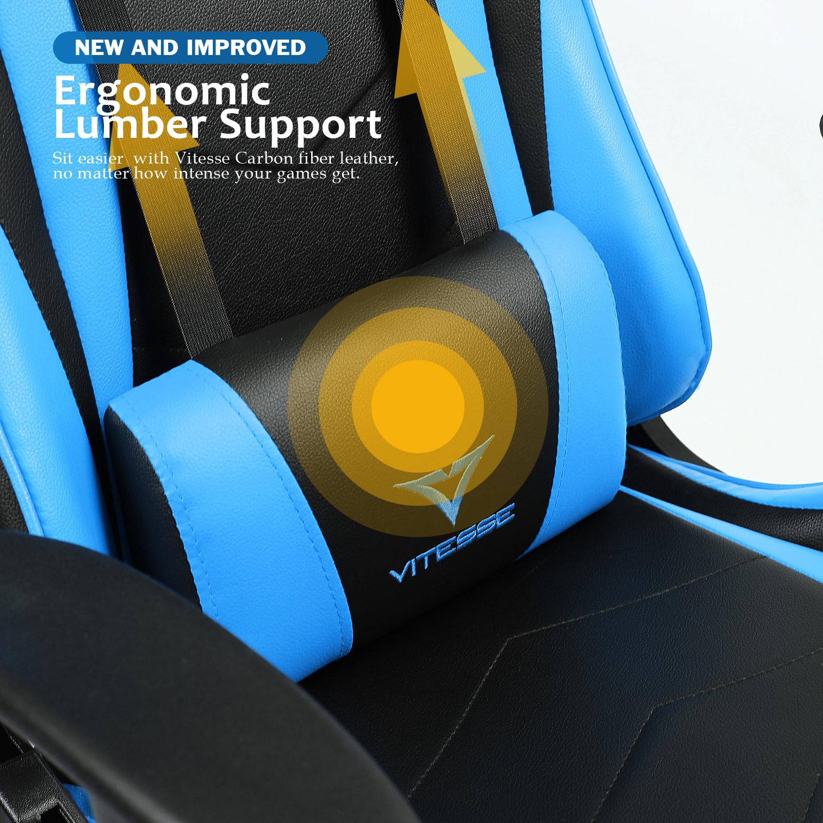 VITESSE Ergonomic Gaming Chair for Adults - High Back PC Computer Office Chair with Adjustable Lumbar Support & Headrest - 300 lbs Weight Capacity - Perfect for Gaming, Working, and Home Office Use