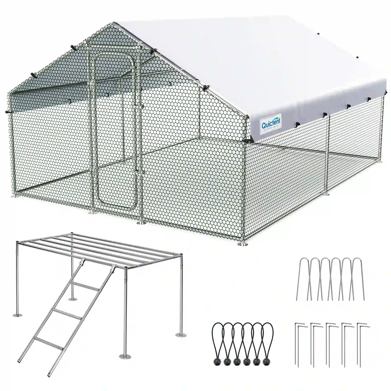 Large Metal Chicken Coop Run - Durable Outdoor Poultry Pen for Hens & Roosters - Perfect for Backyard Farming & Free Range Chicken Keeping