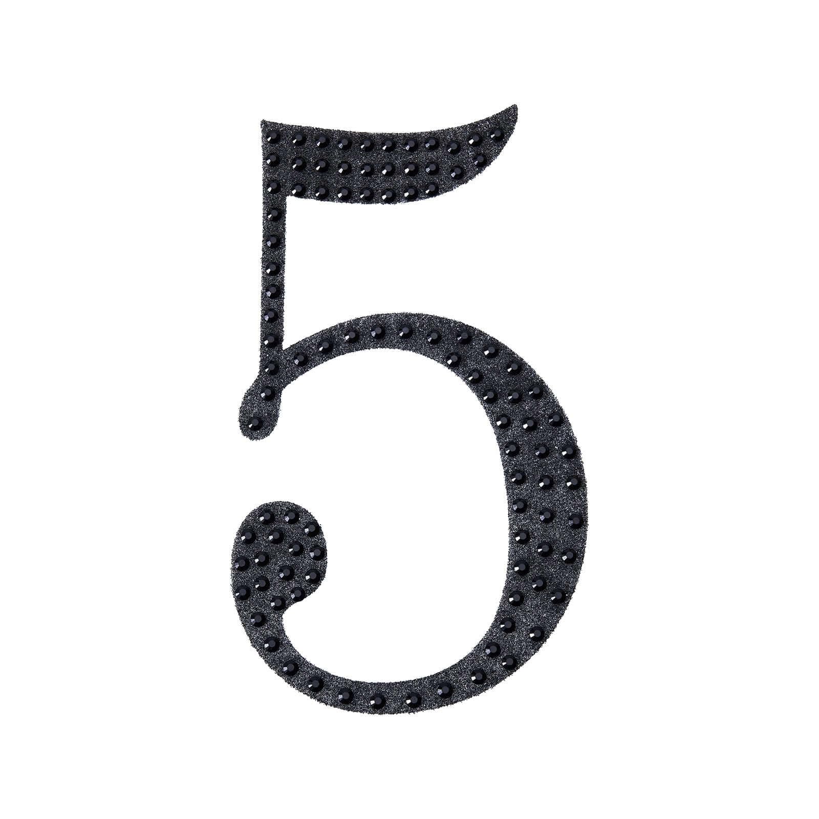 Efavormart 4 Inch Black Self-Adhesive Rhinestone Number 5 Stickers for DIY Crafts, Scrapbooking, Graduation Cap Decorations - Perfect for Birthday Parties, Weddings, and Home Decor Projects