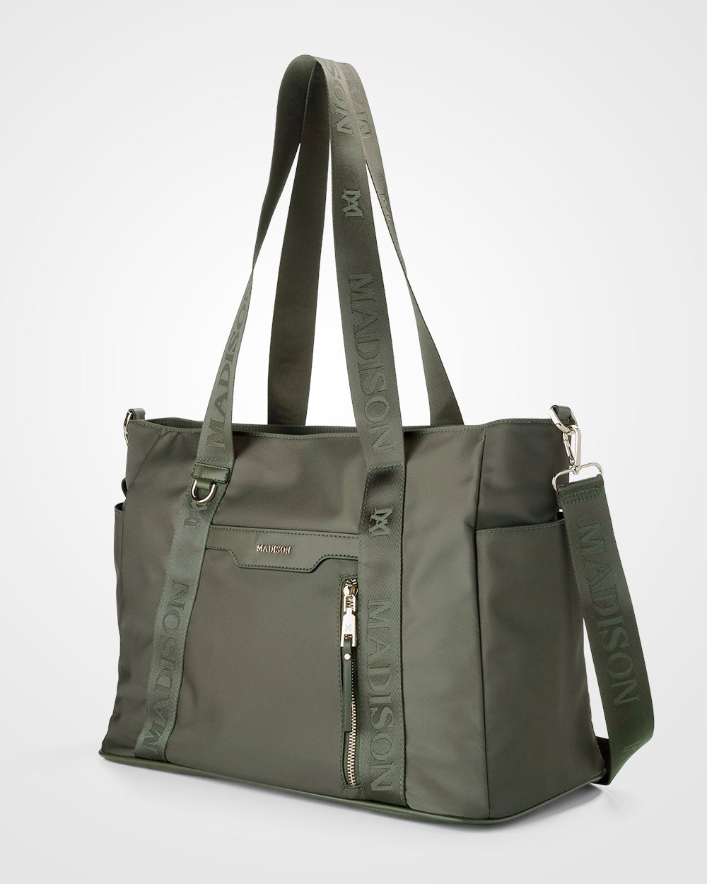Anita Large Nylon Tote Bag with Monogram Webbing Strap - Durable Women's Work Bag for Office, Travel & Shopping - Perfect for Professionals, Students & Commuters