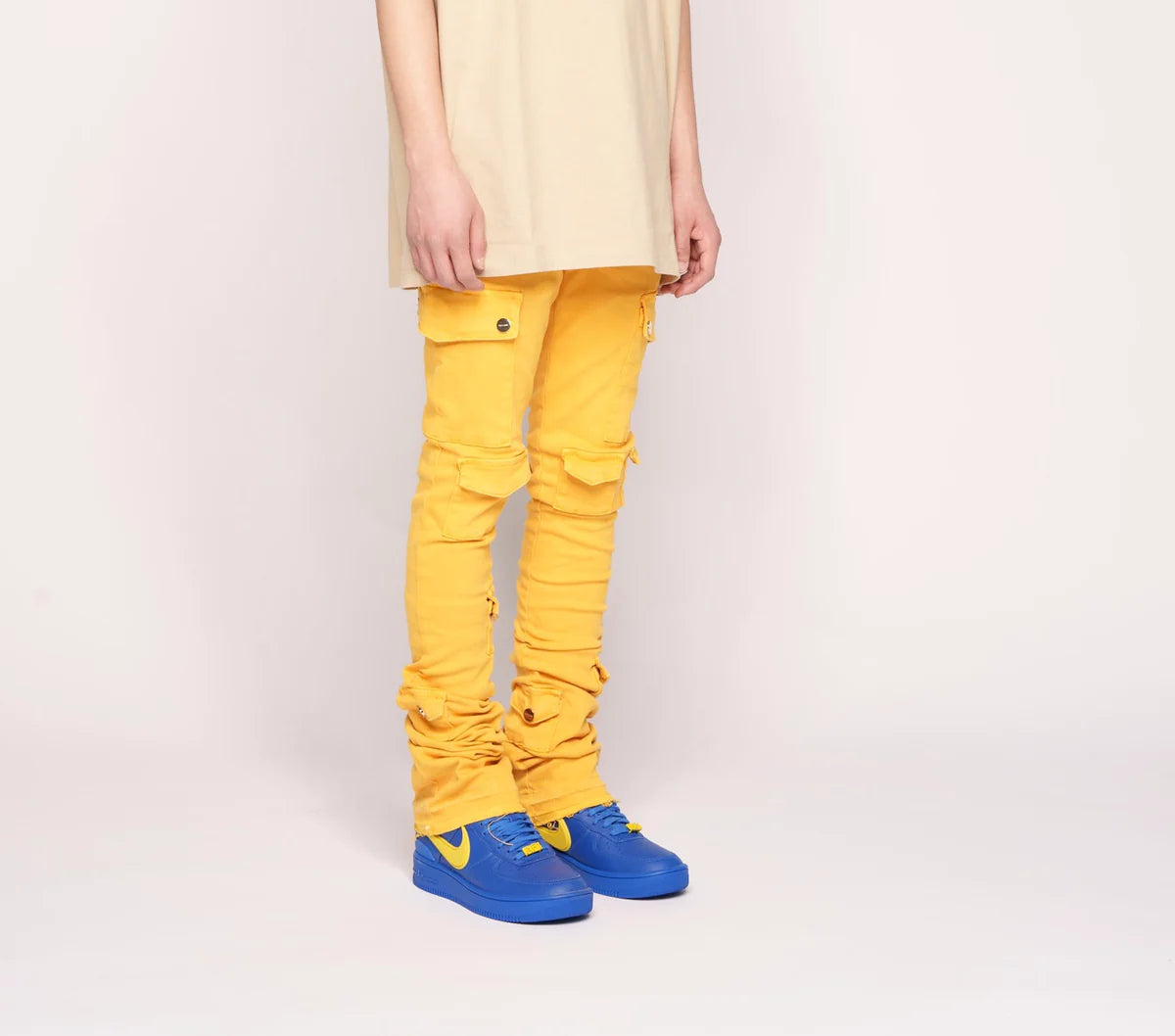 PHEELINGS My Pleasure Cargo Flare Stack Denim Jeans for Women - High Waisted Vintage Style, Perfect for Casual Outfits & Streetwear Fashion