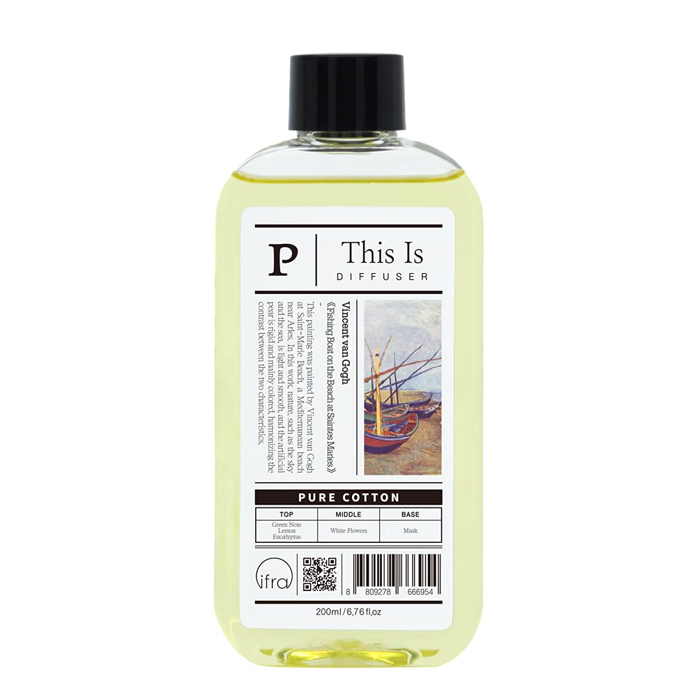 Van Gogh Scented Reed Diffuser Refill - 6.76oz (200ml) Essential Oil Room Fragrance for Home & Office Decor | Starry Night Inspired Home Freshener with Pure Cotton Sticks | Perfect for Living Rooms, Bedrooms and Spa Relaxation