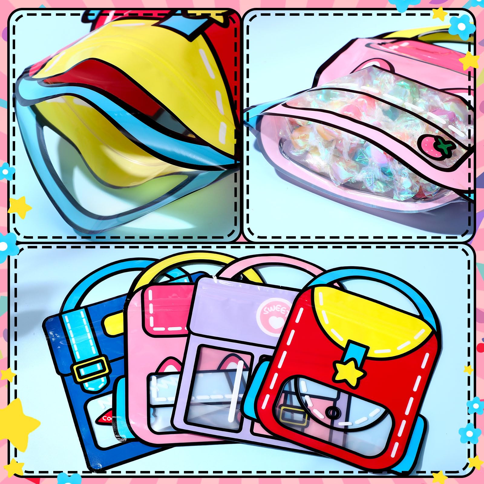 40 Pcs Bulk Kids Goodie Bags - Trendy Top Handle Party Favor Bags for Birthday, Baby Shower, Classroom & Back to School (7.2