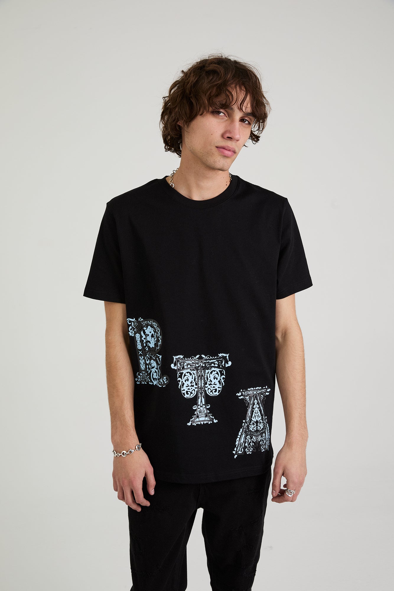 Liam Short Sleeve T-Shirt for Men - Black Illuminated Diagonal Print Casual Tee - Perfect for Streetwear, Gym & Everyday Outfits