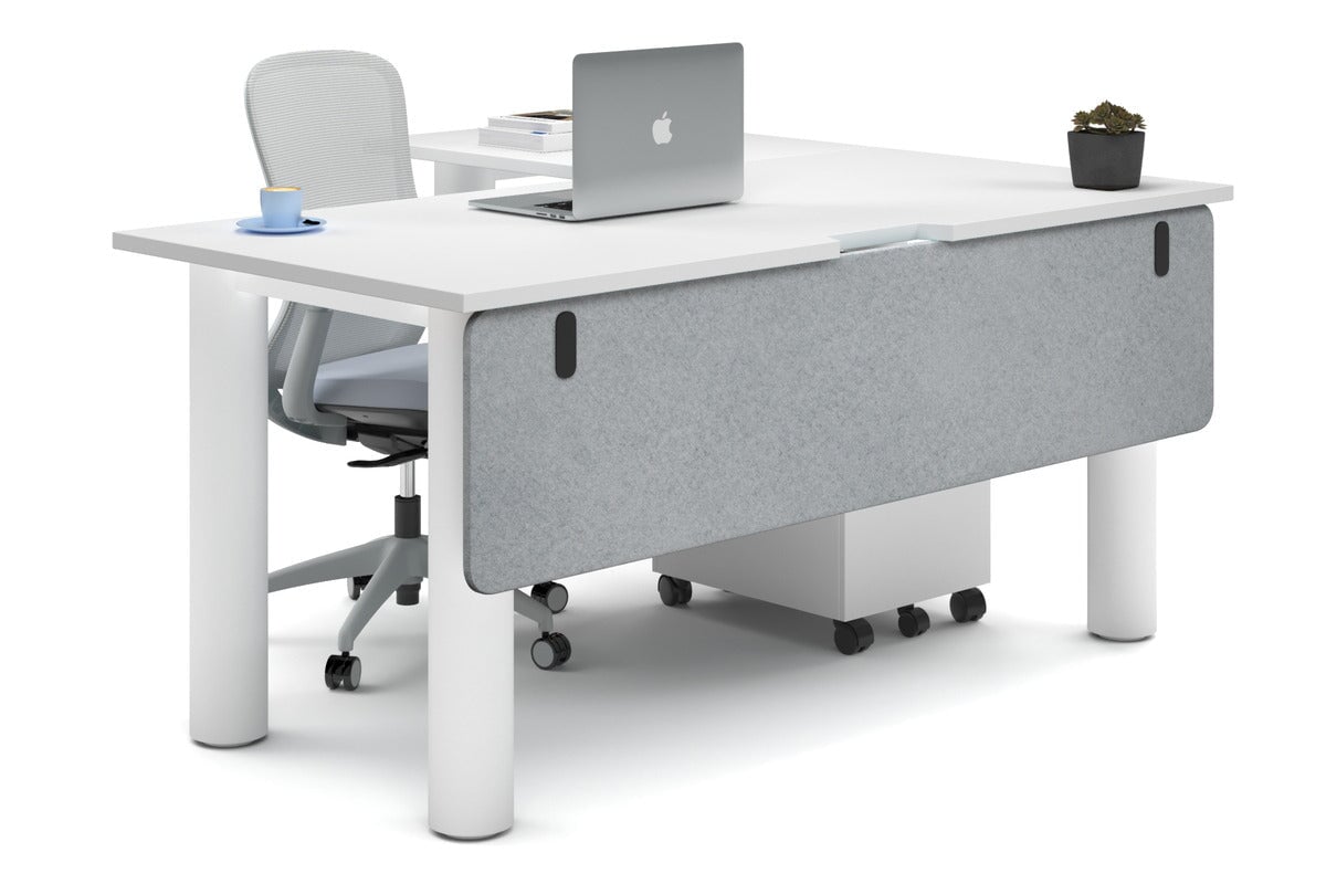 Premium L-Shaped Corner Office Desk with Quadro Cylinder Legs - 1600L x 1550W Workstation with Cable Management Scallop - Perfect for Home Office, Study Room & Small Business Workspace