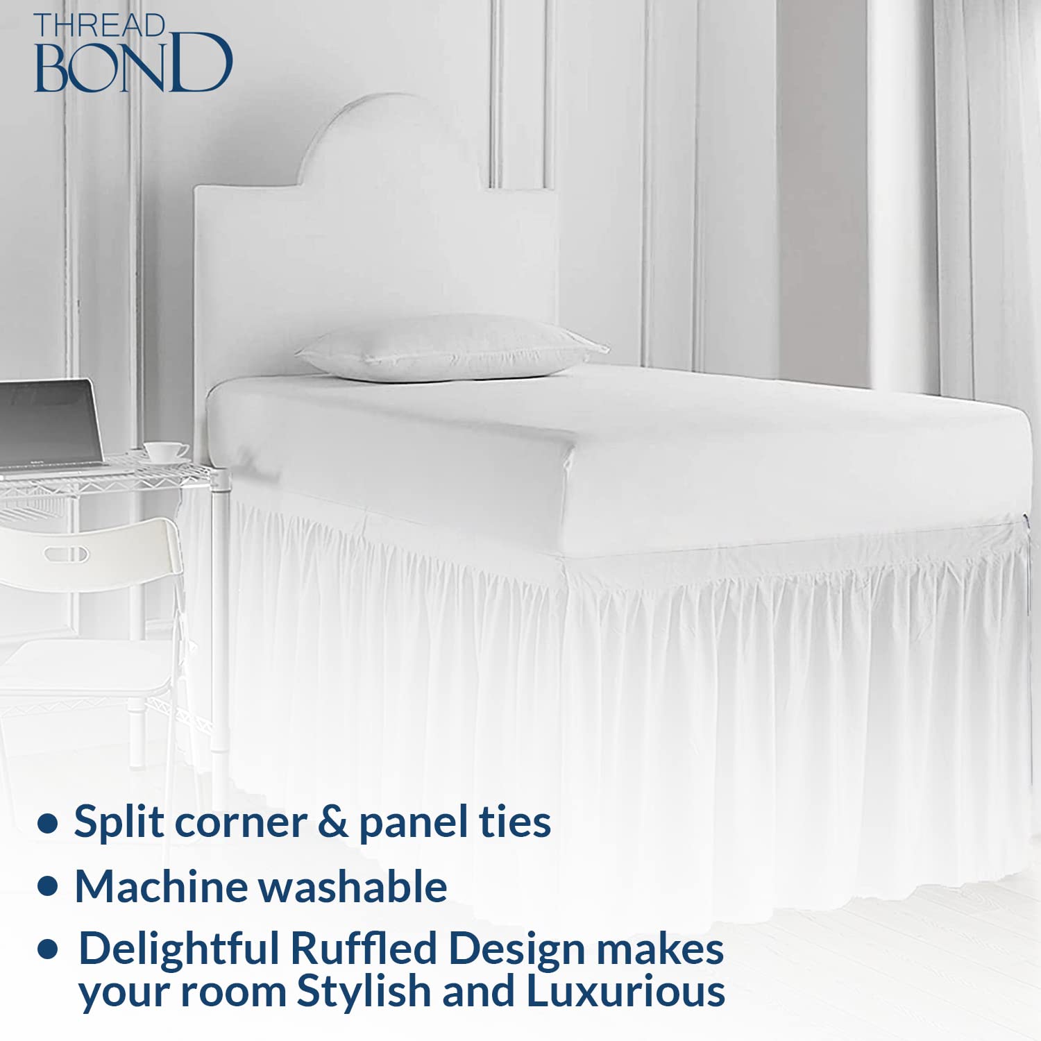 Extra Long Dorm Bed Skirt for Twin XL - 32