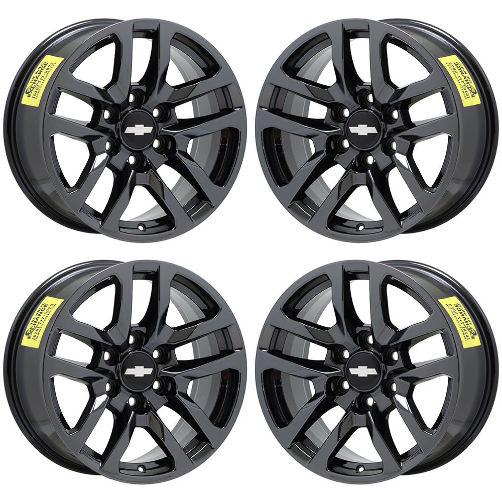 2018 Chevrolet Silverado 1500 LTZ OEM Factory Black Chrome Wheels Rims Set (5912) - Upgrade Your Truck's Style for Off-Road & Daily Driving