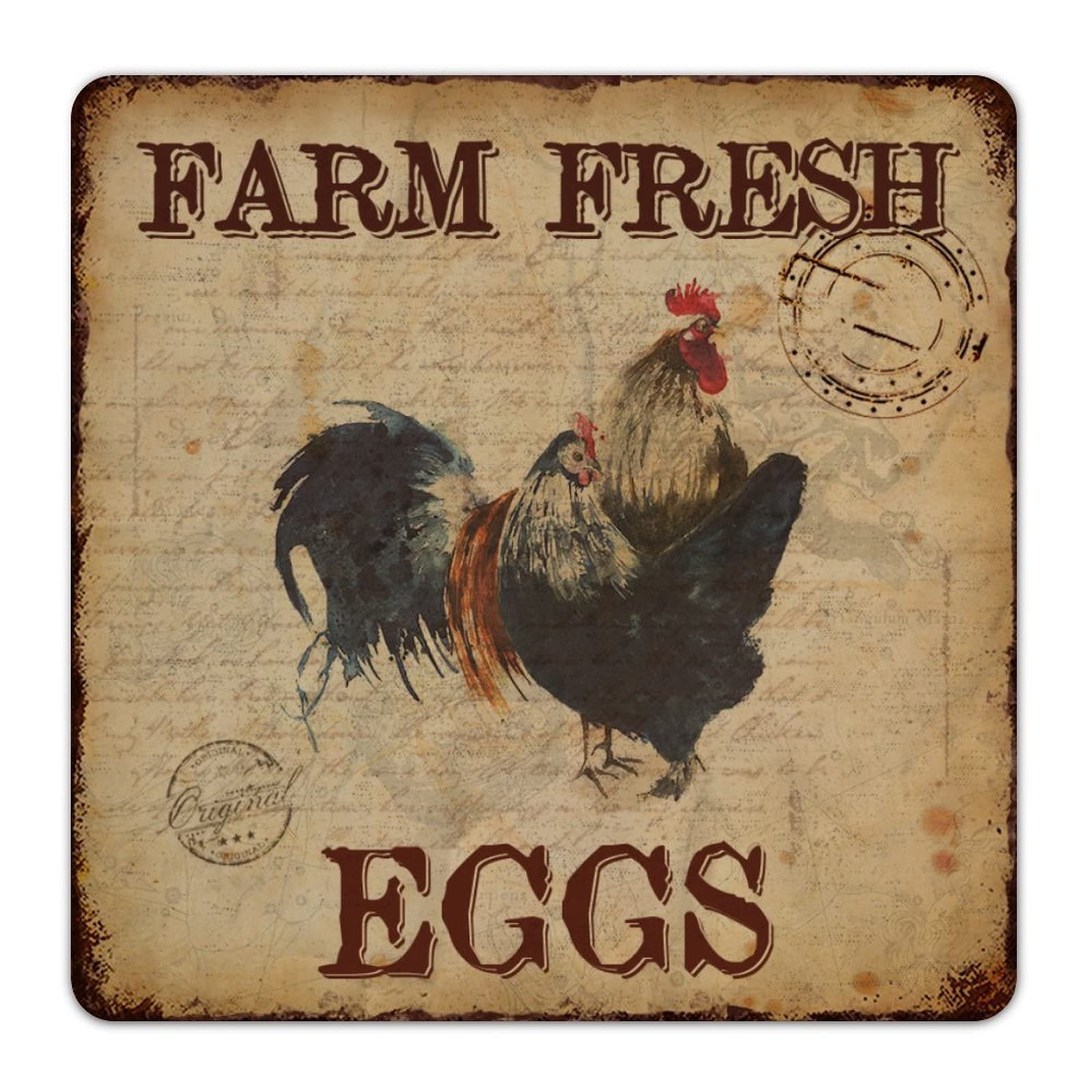 Vintage Farm Fresh Eggs Metal Tin Sign - Rustic Wall Decor for Farmhouse, Barn, Porch, Front Door & Chicken Coop | Distressed Retro Metal Art with Hanging Hook | Perfect for Country Kitchen, Cafe, or Garden Shed Decor