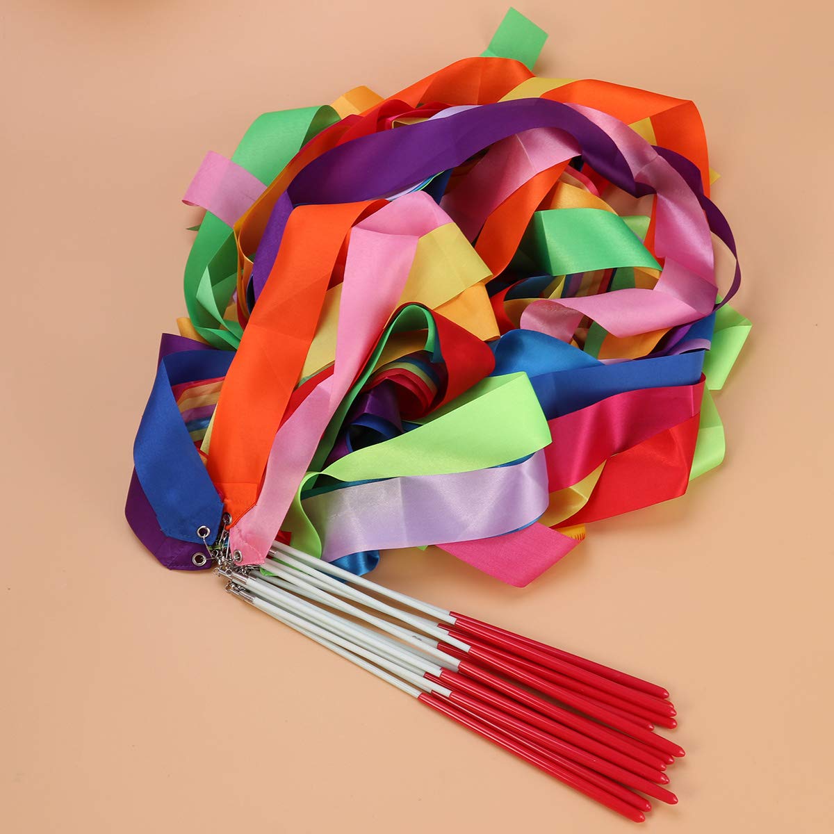 STOBOK 14-Pack Kids Gymnastics Ribbon Wands - Colorful Rhythmic Dance Streamers for Girls, Perfect for Ballet, Gymnastics Practice & Birthday Party Performances