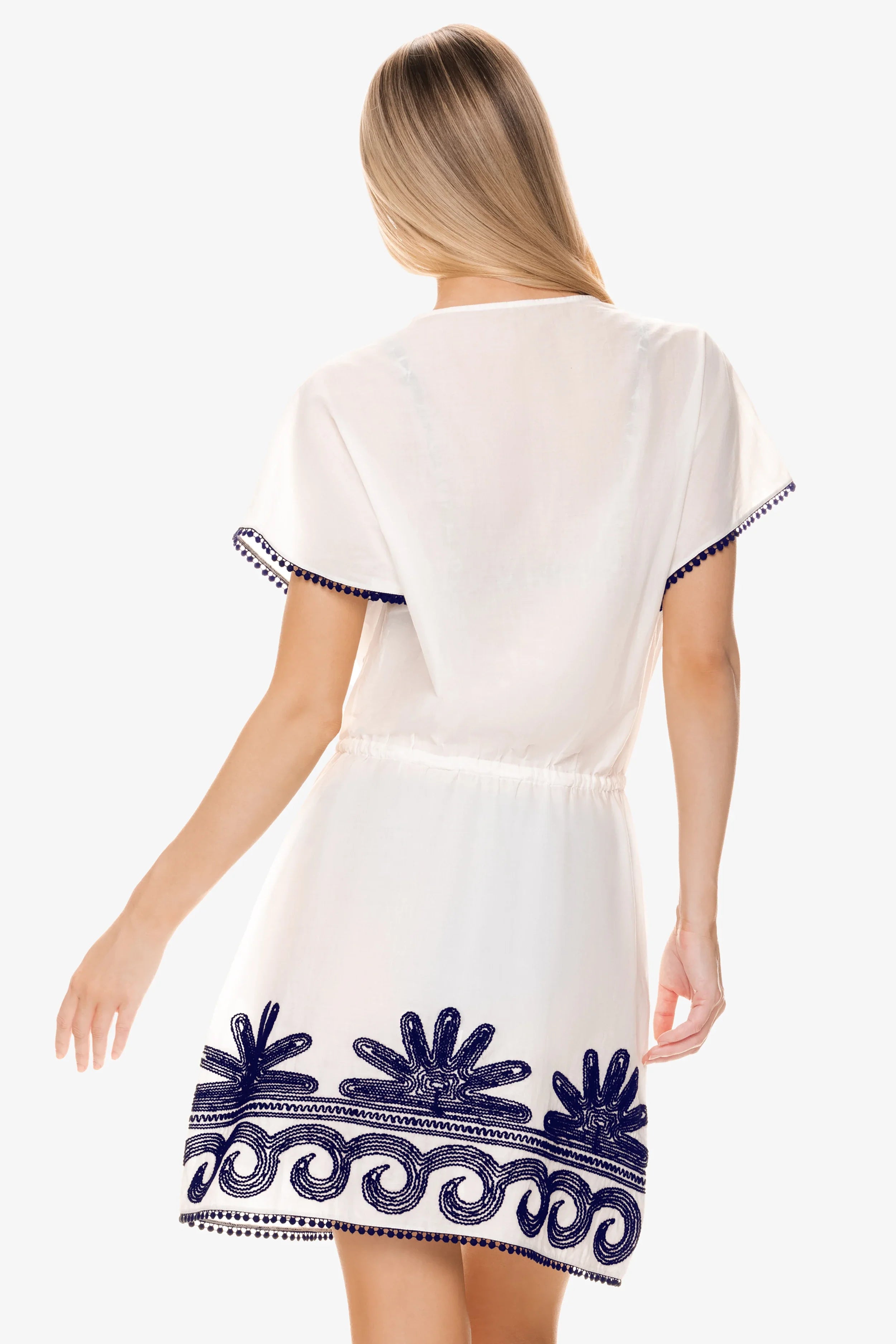 Margaux Dress - Navy & White Floral Summer Midi Dress for Women | Perfect for Beach Vacations, Weddings & Casual Outings