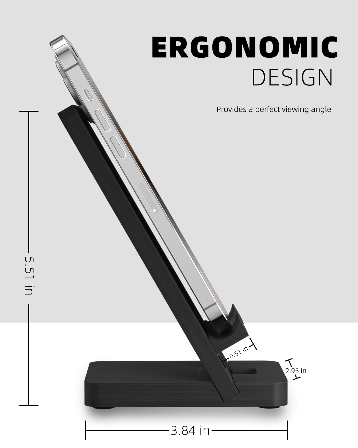 Portable Clear Phone Stand for Desk - Black | Universal Cell Phone Holder for Home, Office, and Car Use
