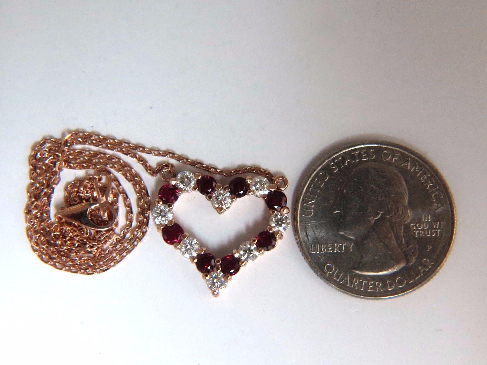 2.58ct Natural Vivid Red Ruby Diamond Heart Necklace in 14K Gold - Perfect for Valentine's Day, Anniversary & Romantic Gifts