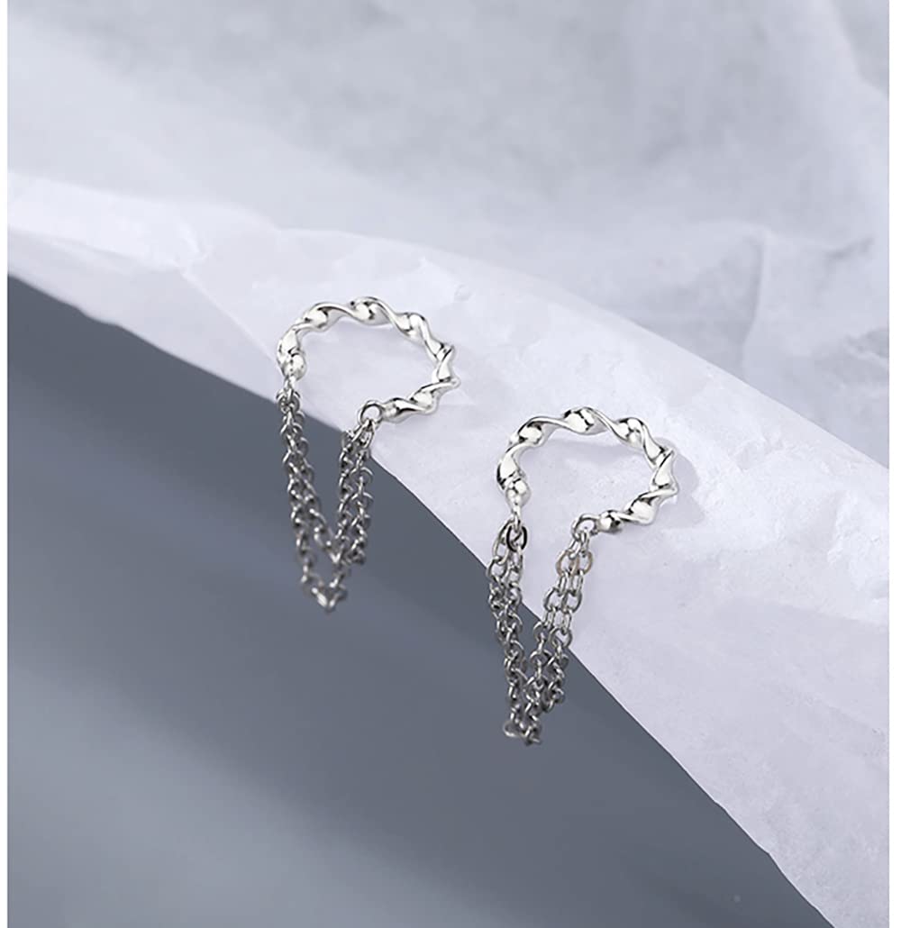 Reffeer Solid 925 Sterling Silver Cuff Earrings for Women - No Piercing Cartilage Wraps, Minimalist Chain Ear Cuffs for Teens & Adults - Perfect for Parties, Weddings & Everyday Wear