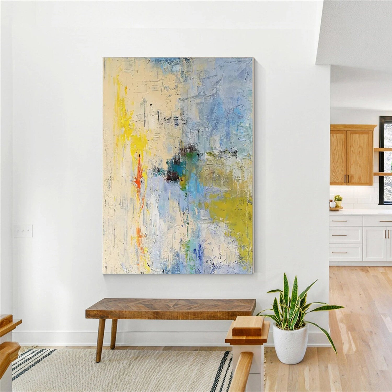 Blue & Green Abstract Wall Art Canvas Print #BG126 - Modern Home Decor for Living Room, Bedroom & Office