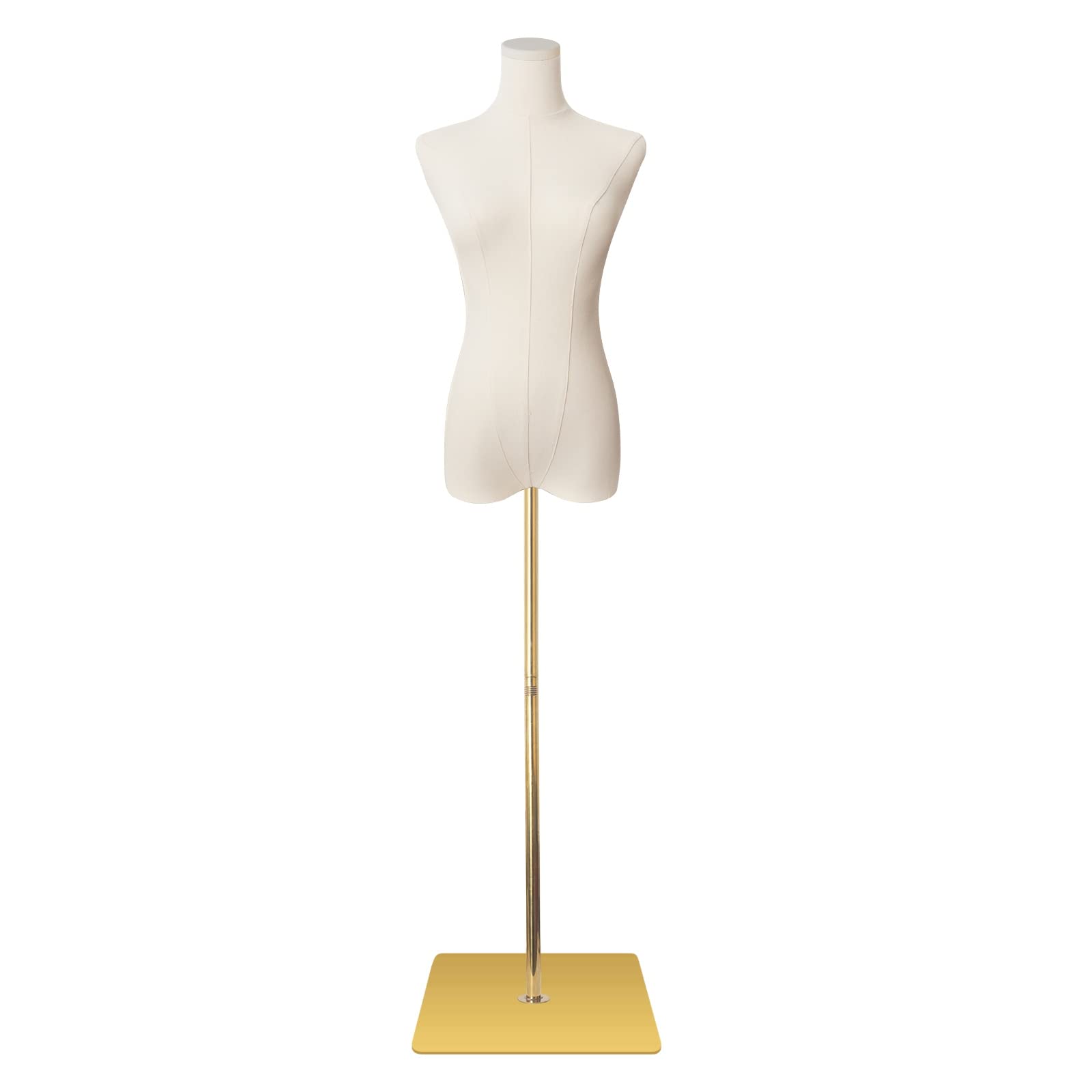 SHAREWIN Adjustable Female Mannequin Torso - 50” to 70” Thin Body Dress Form with Gold Metal Stand for Sewing, Clothing Display & Jewelry Showcase | Perfect for Boutiques, Tailoring Studios & Fashion Photography