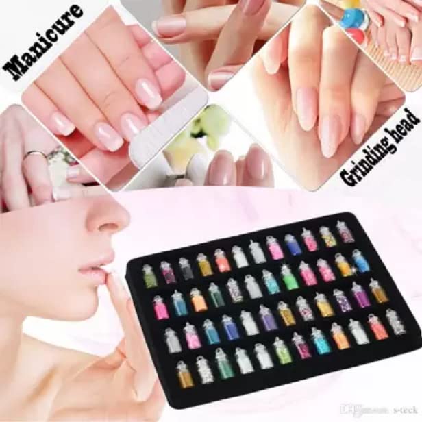 Elecsera Glitter Nail Stickers - 48 Pack Multicolor Nail Art Decals for DIY Manicure, Party & Festival Nail Designs
