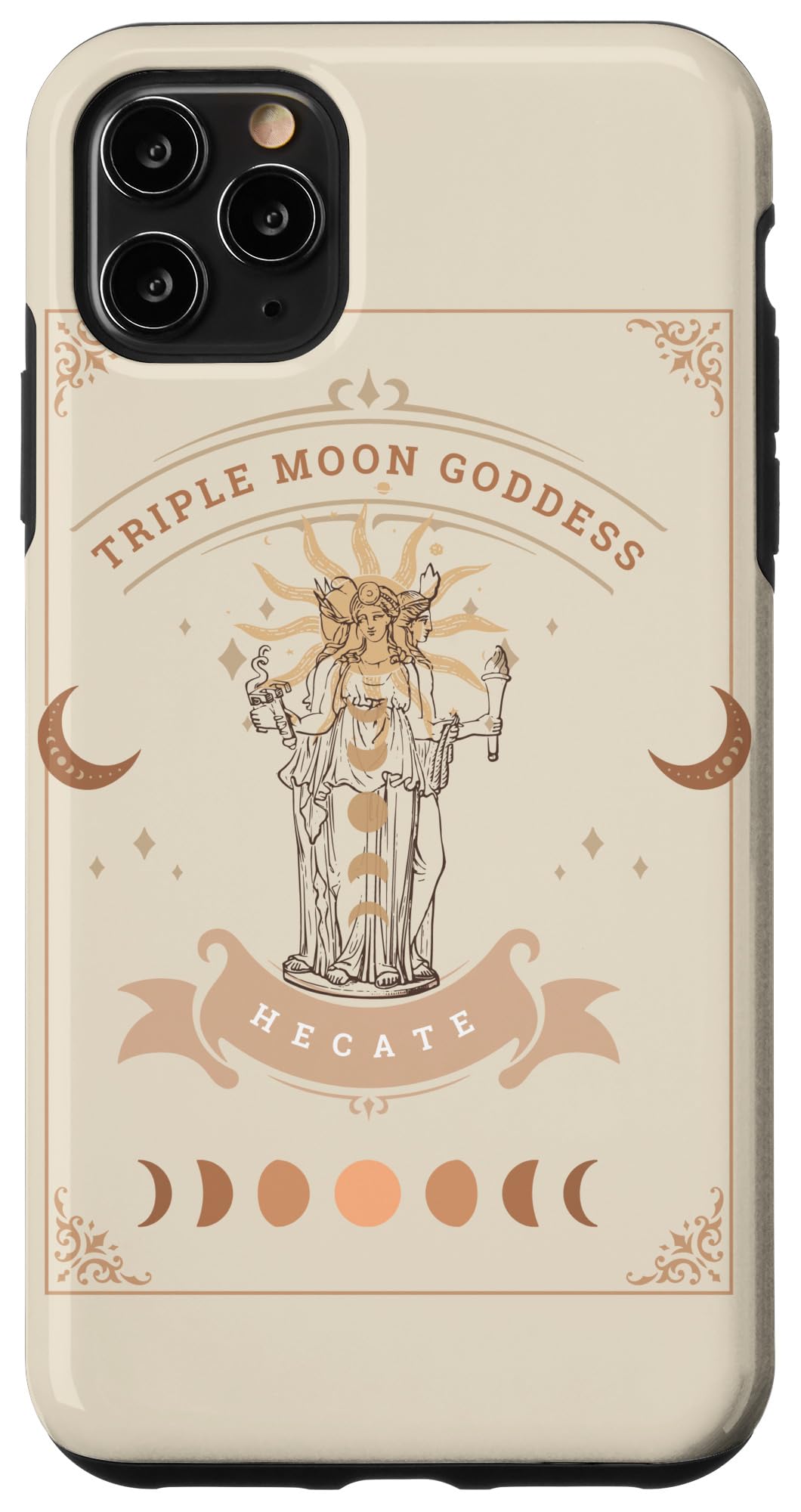 iPhone 11 Pro Max Case - Triple Moon Goddess Hecate Celestial Design with Mystical Tarot Pattern | Protective Phone Cover for Women & Men | Perfect for Witches, Pagans & Spiritual Practitioners