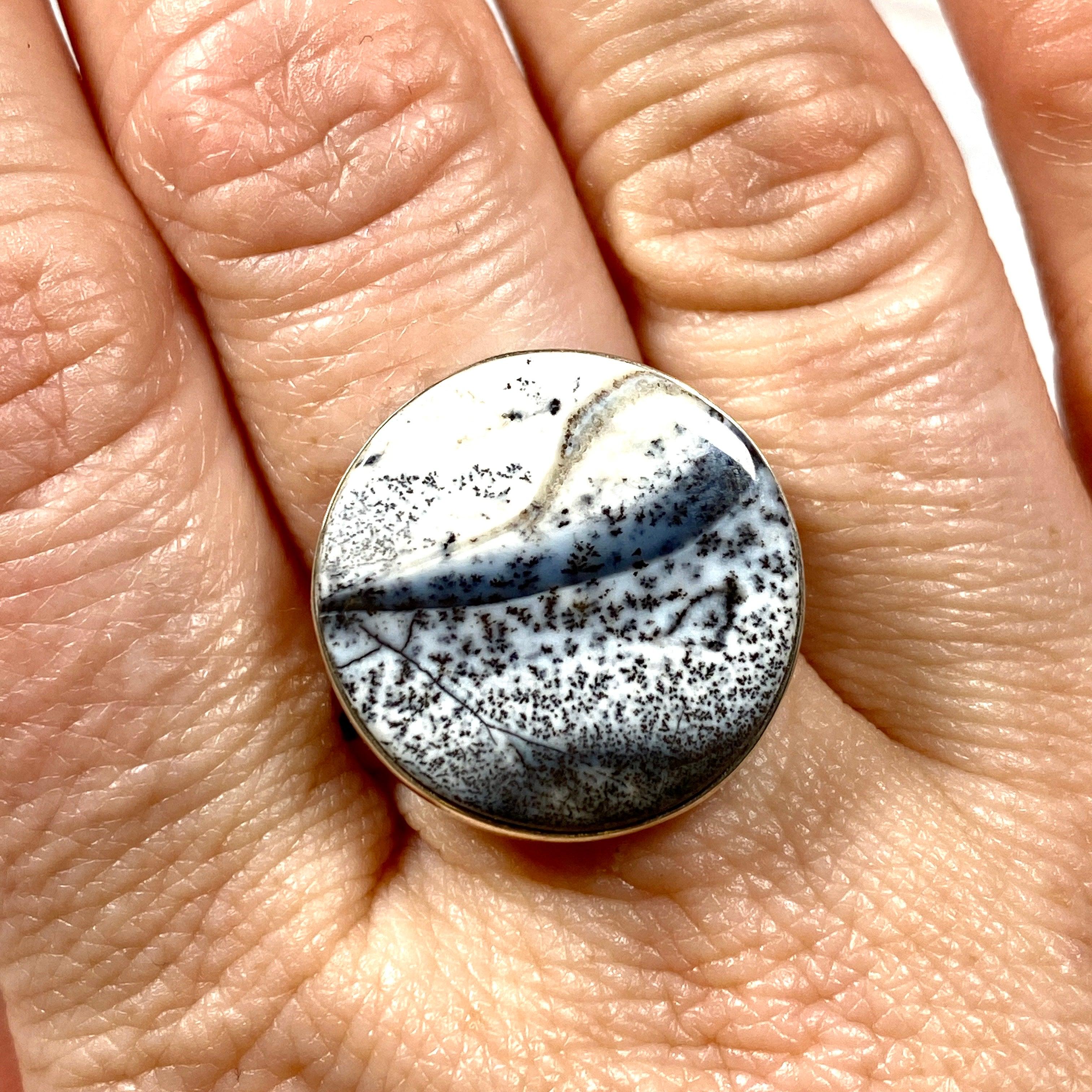 Dendritic Opal Round Ring Size 11 - KRGJ2296 | Elegant Handmade Jewelry for Women, Perfect for Weddings, Parties & Special Occasions