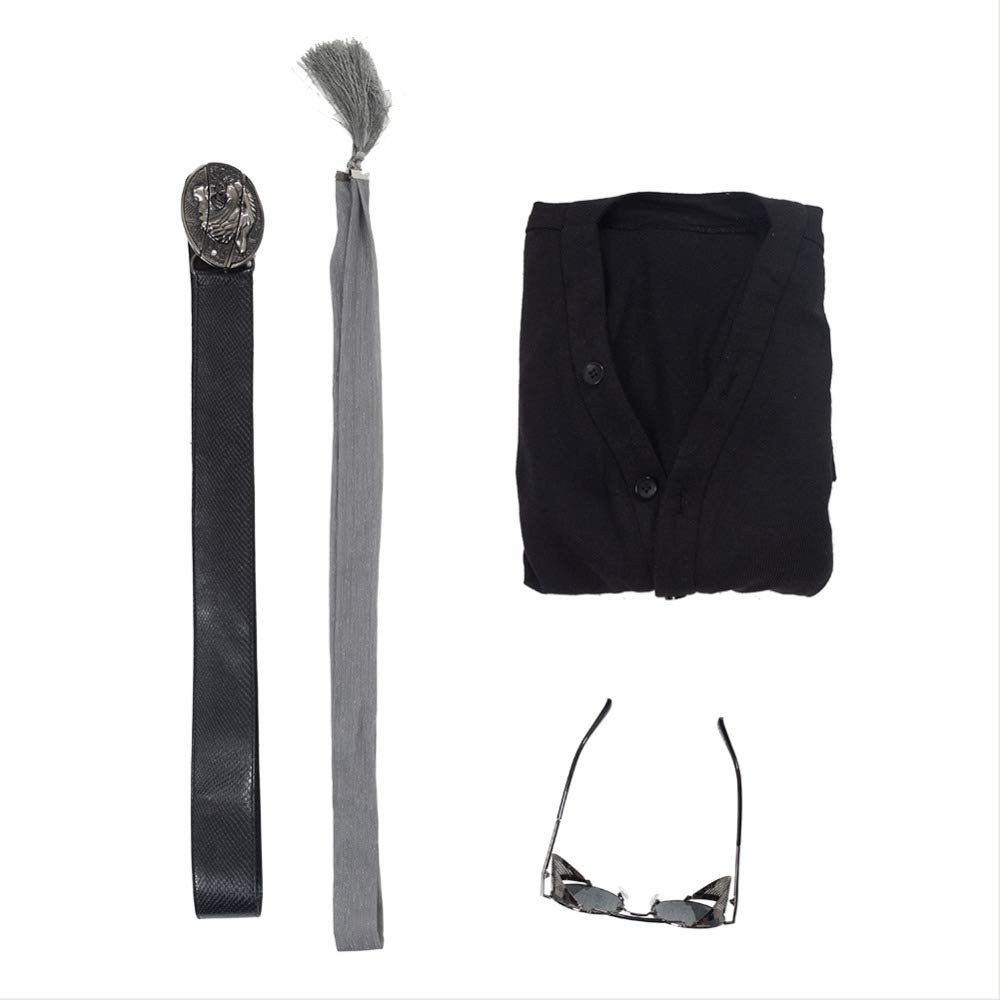 LILLIWEEN Men's Crowley Costume Halloween Cosplay Outfit - Black Shirt, Jacket & Pants Full Set | Fancy Dress Suit for Halloween Parties, Cosplay Events & Themed Gatherings