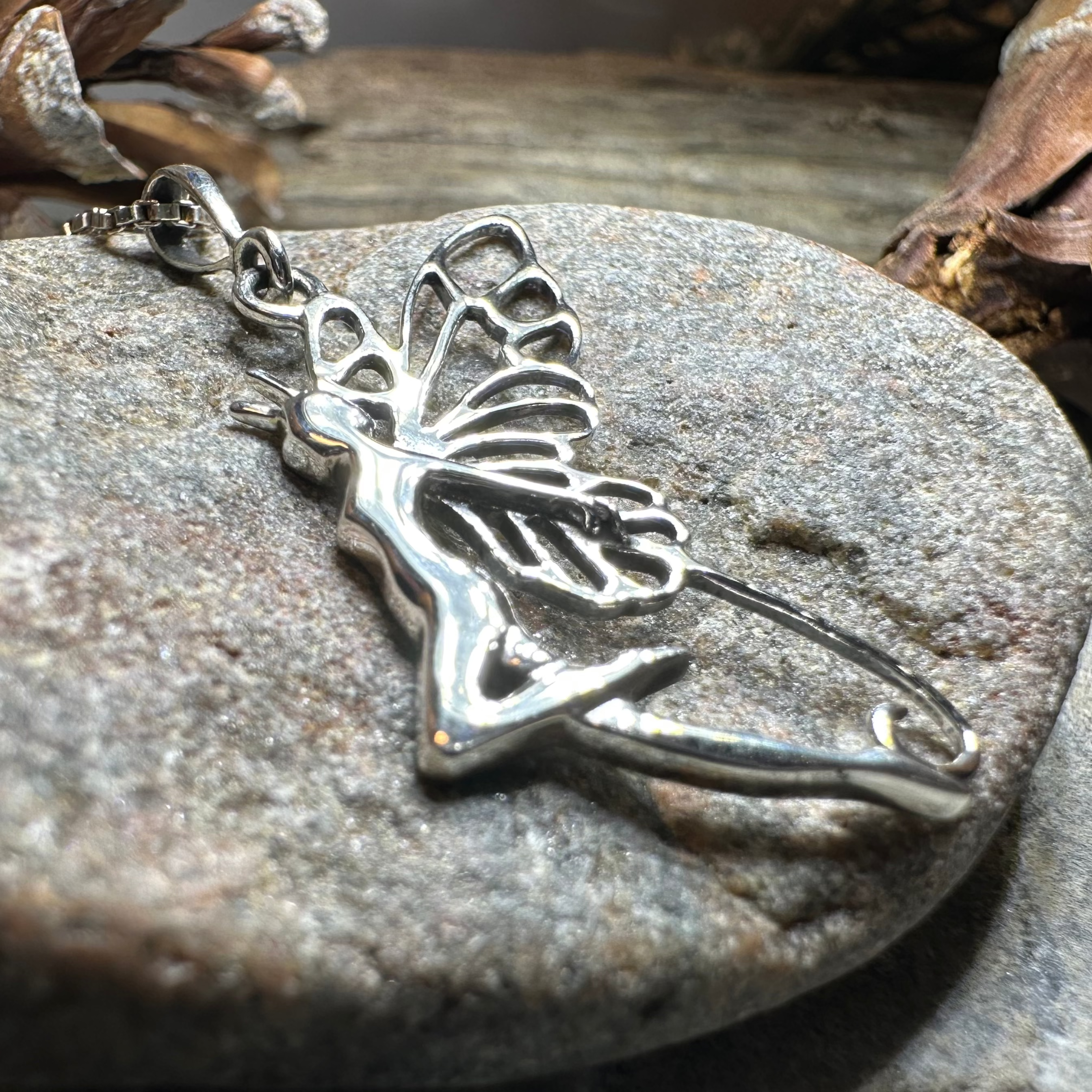 Celtic Meadow Fairy Necklace - Handmade Sterling Silver Fairy Pendant with Enamel Details | Perfect for Nature Lovers, Fantasy Jewelry Gift for Women & Teens | Wear to Festivals, Ren Faires & Boho Outfits