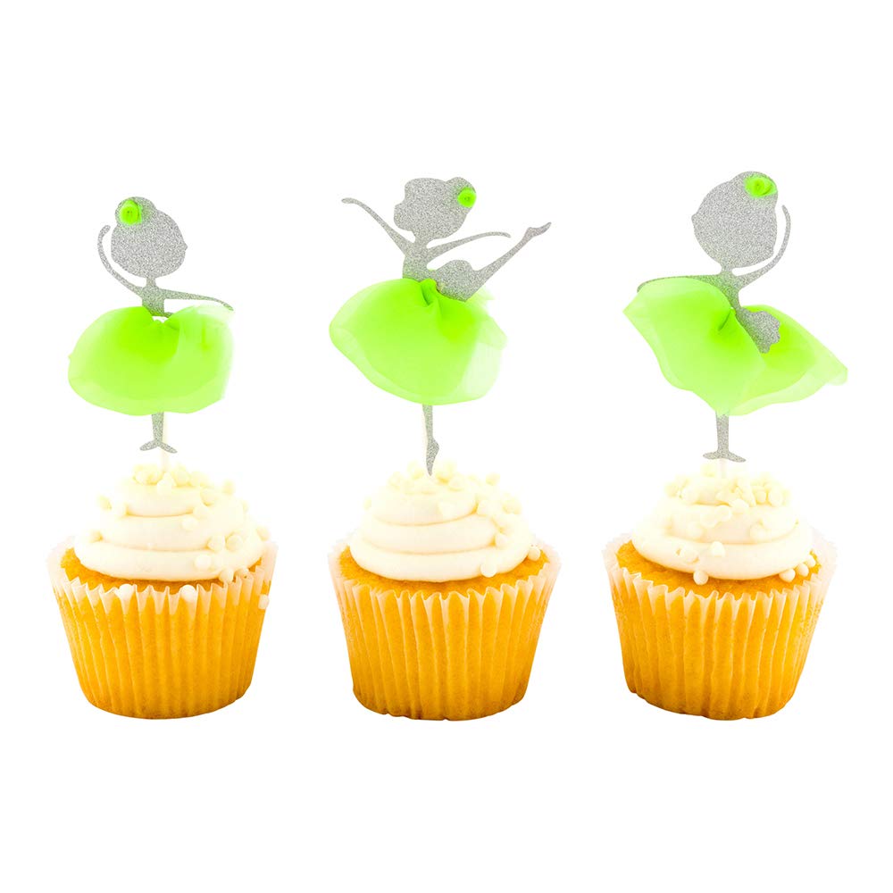100 Silver Glitter Cake Toppers 5x2.3 Inch - Premium Cupcake Decorations for Birthday Parties, Weddings & Special Events | Durable Ballerina Dessert Toppers for Cakes, Cupcakes & Party Decor