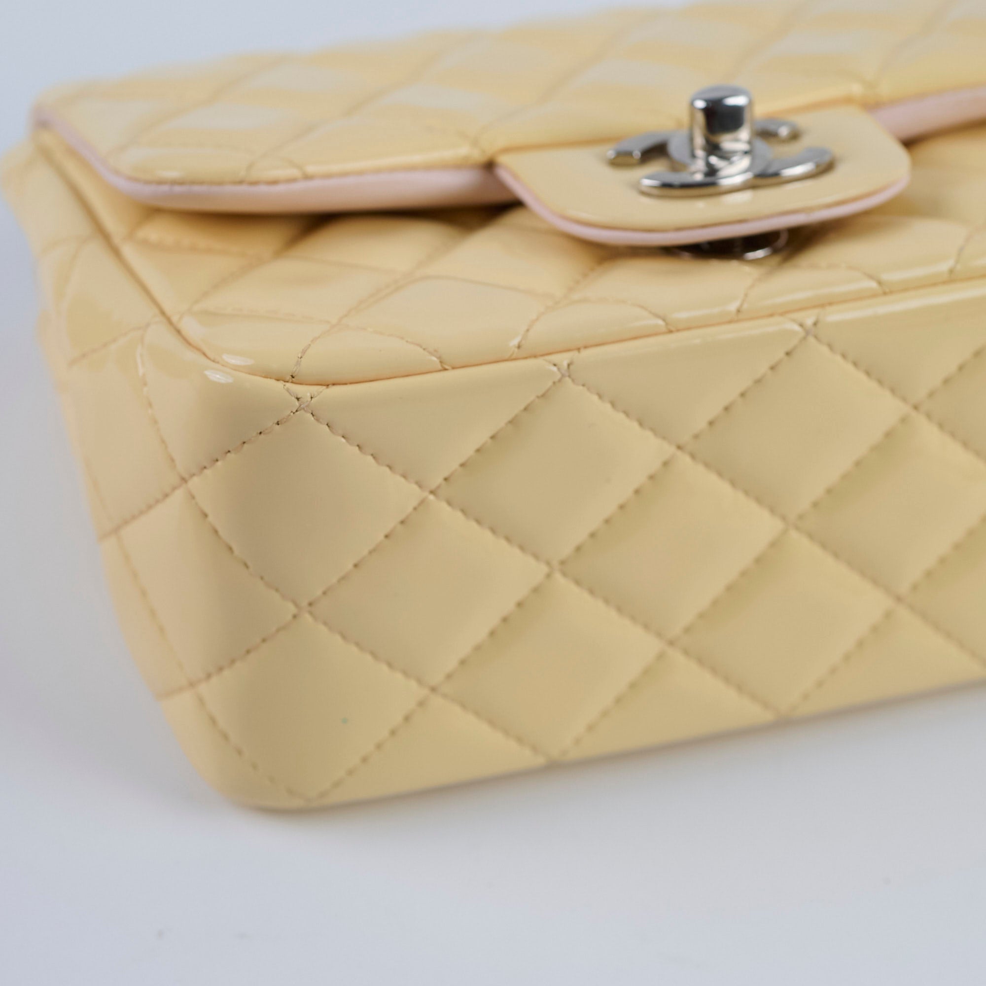 Chanel Mini Square Bag Patent Leather Yellow Crossbody Bag for Women | Luxury Designer Handbag for Parties, Dating & Special Occasions