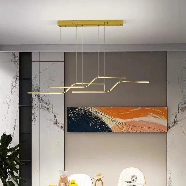 Modern Minimalist Dining Room Pendant Light - Sleek Linear LED Chandelier for Kitchen Island, Breakfast Nook & Contemporary Dining Spaces