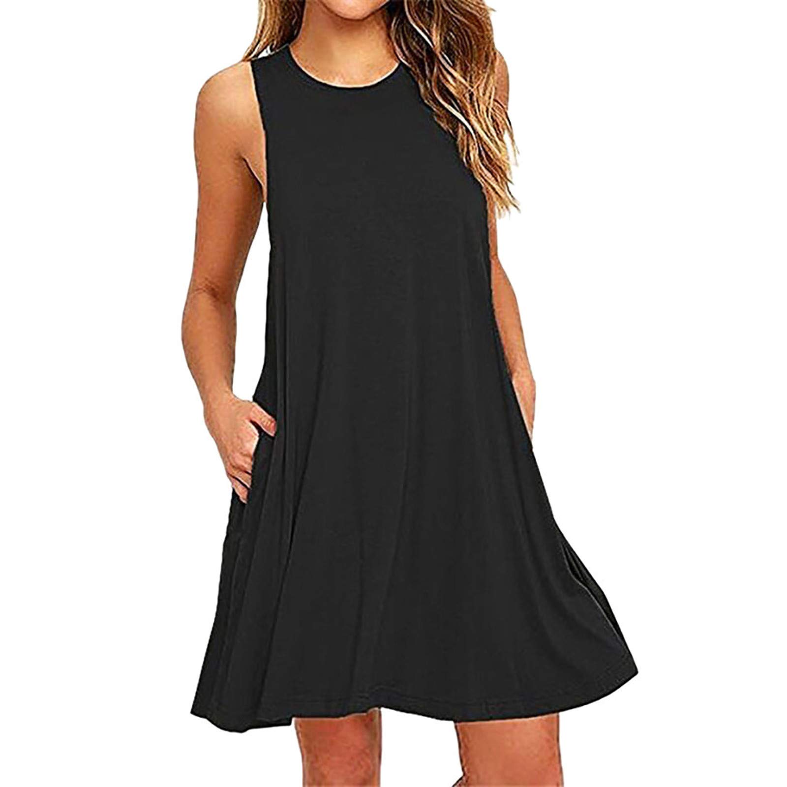 2024 Women's Sleeveless Summer Casual Dress - Crewneck Tank Top Loose Fit Short Dress for Spring & Summer | Perfect for Beach, Vacation, and Everyday Wear
