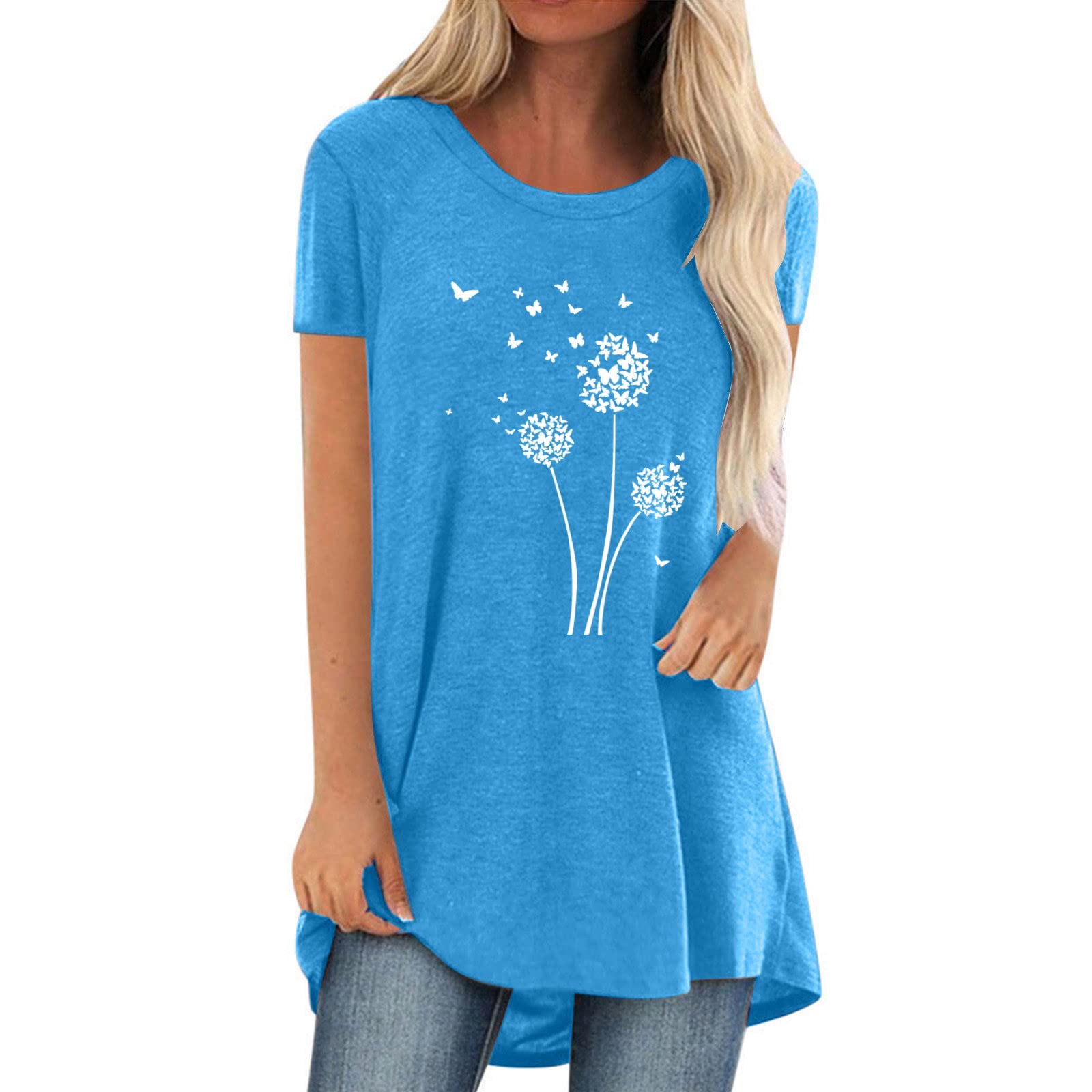 Women's Casual T-Shirts - Summer Cute Printed Tee, Loose Fit Plus Size Short Sleeve Blouse | Comfortable & Sexy Tunic Top for Everyday Wear, Date Night & Vacation Outfits
